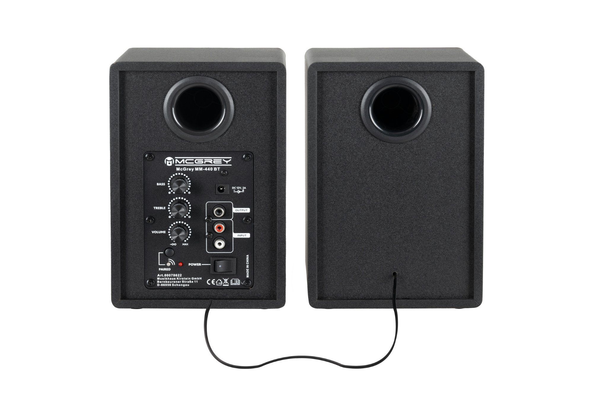 McGrey MM-440BT Multimedia Studio Monitor Paar Lautsprecher (Bluetooth 5.1, 40 W, 2.0 Regallautsprecher mit Tonregler für Höhen und Tiefen)
