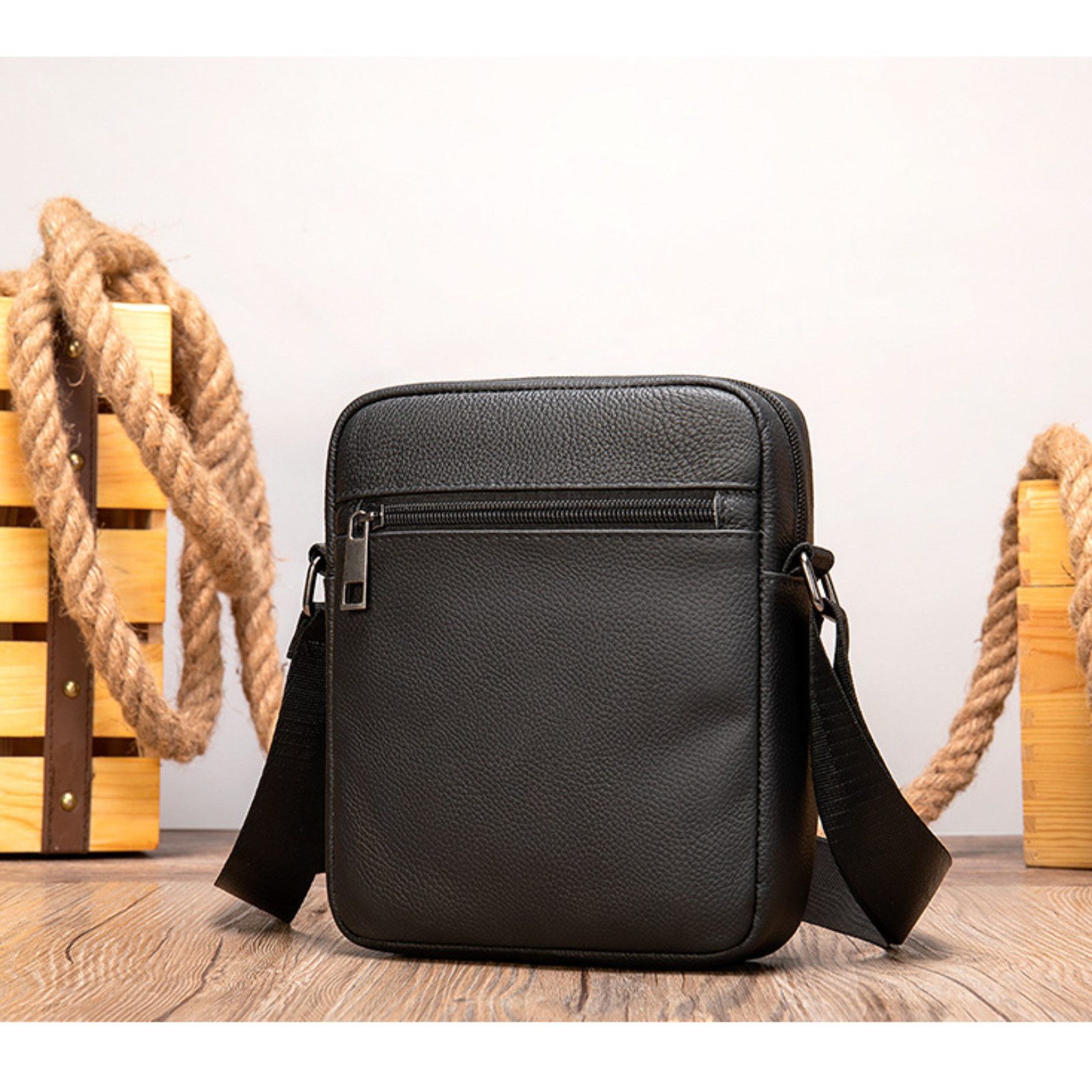 Messenger Bag Herren Kleine Umhängetasche Echtleder Vintage Schultertasche