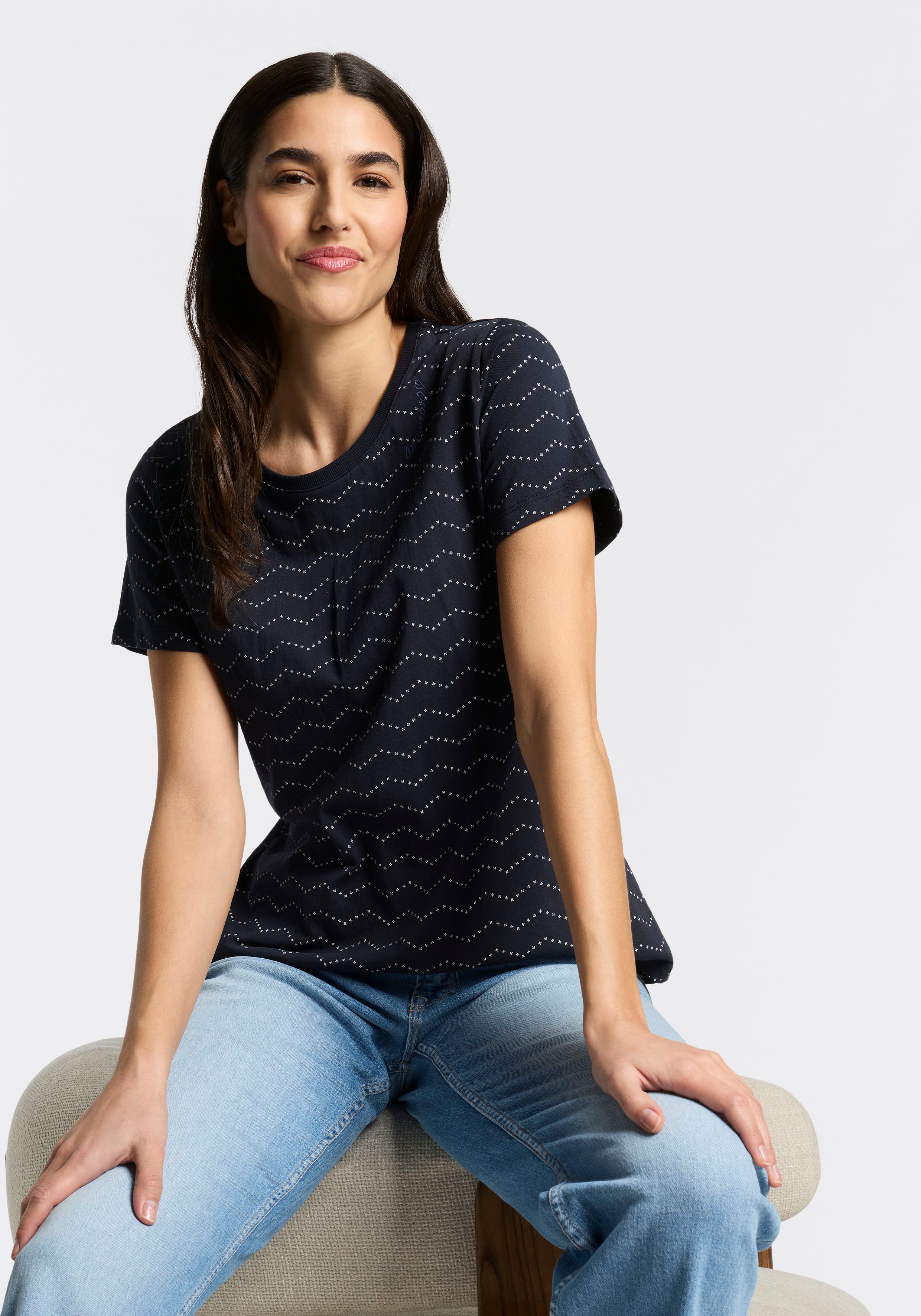 Ragwear Kurzarmshirt MINTTA ZIG ZAG O mit Logoschriftzug
