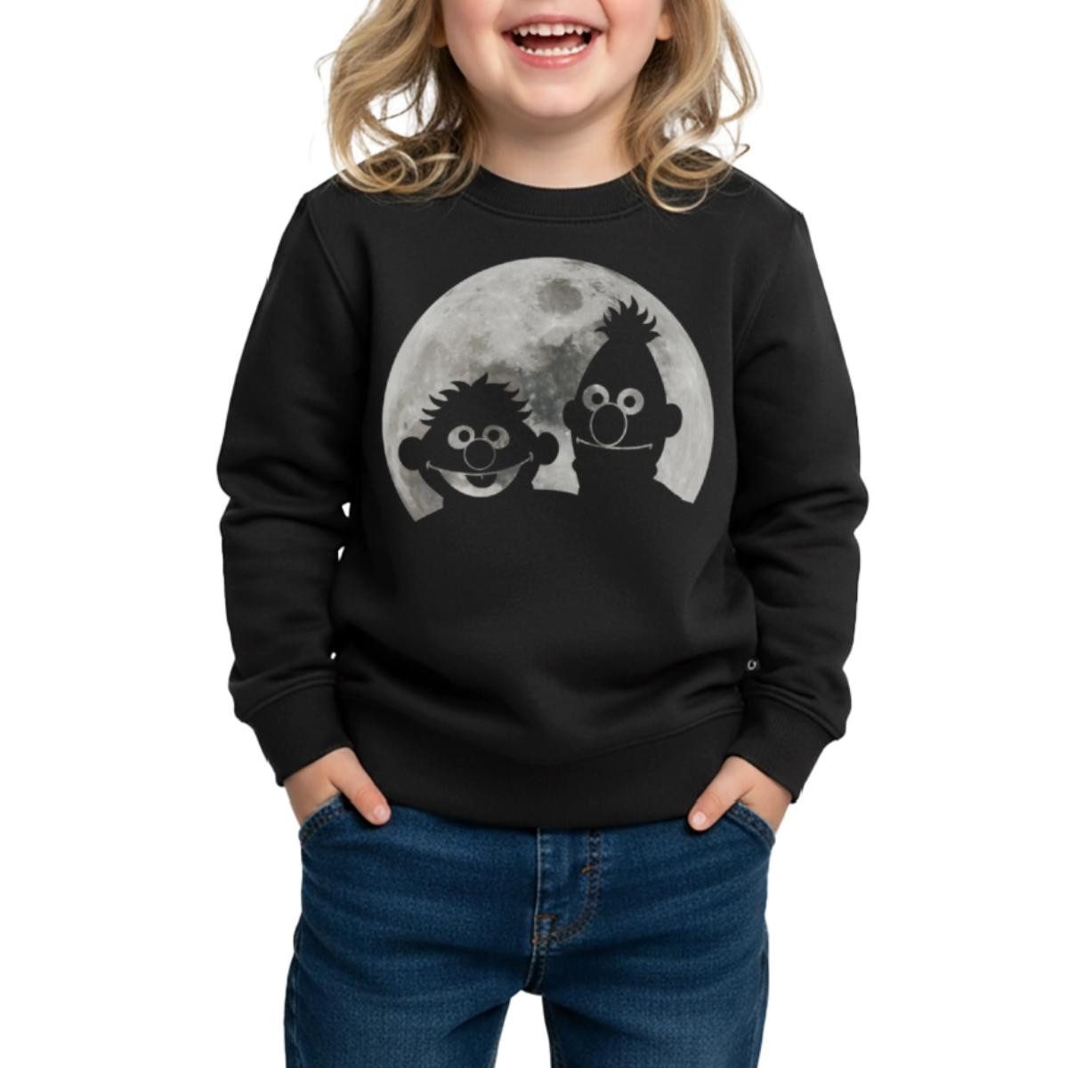 Spreadshirt Sweatshirt Sesamstraße Ernie & Bert Bei Mondschein Kinder/Teenager Premium Pullov (1-tlg)