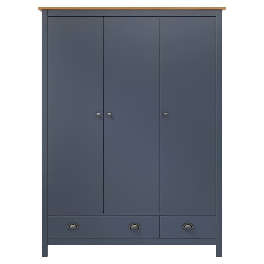 Grau Türen 127x50x170 mit 3 Kleiderschrank Kiefernholz (1-St) furnicato cm Hill