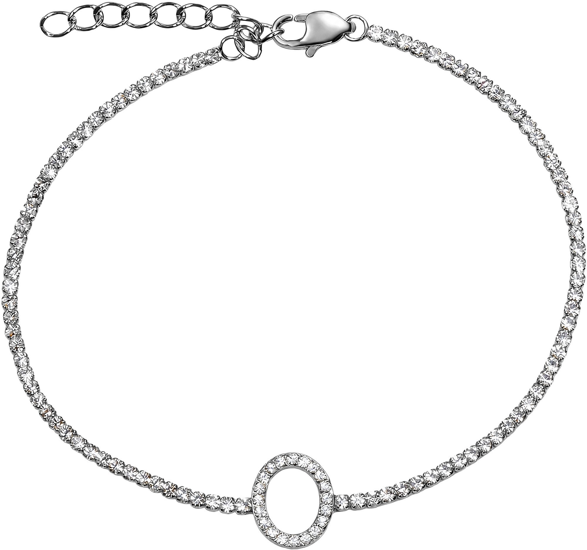 Jacques Lemans Edelstahlarmband Kreis rund, mit Zirkonia (synth)