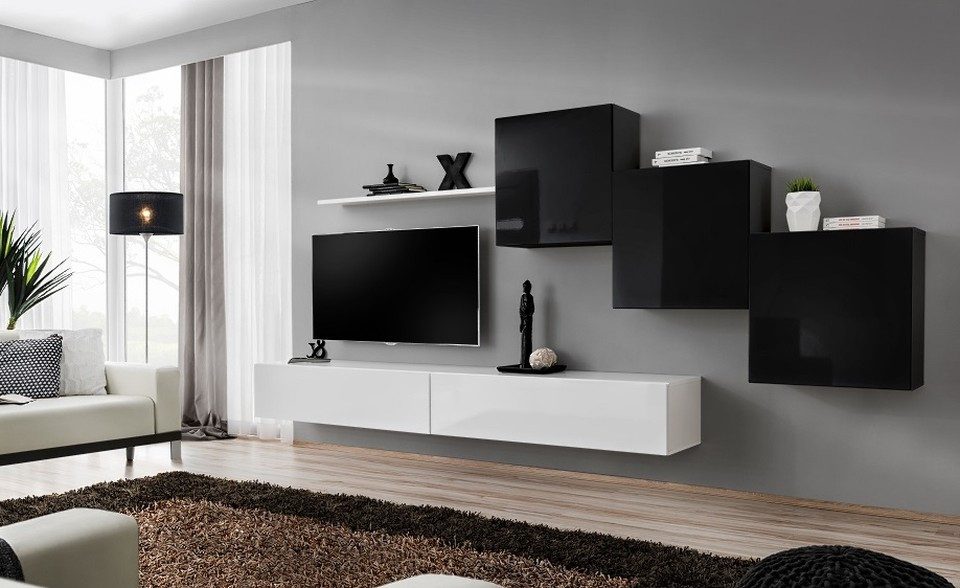 Xlmoebel Wohnwand Designer Wohnzimmer Set 3 Wandschränke Weiß 6tlg. Sideboard, Made in Europa