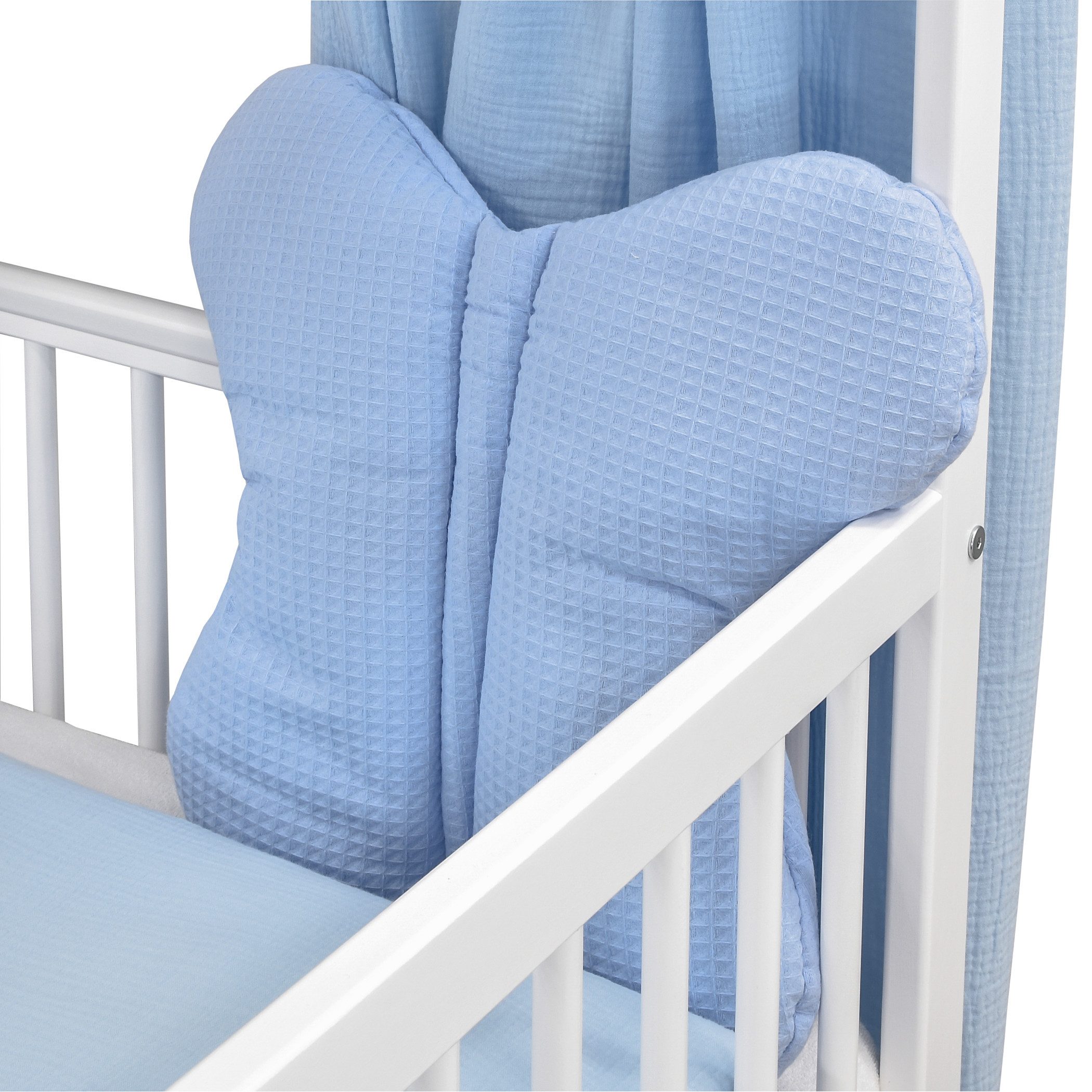 Baby-Delux Komplettbett Hausbett Babybett Komplettset Waffelpique Musselin, 12-tlg., Kinderbett 60x120 cm weiß, Bettset verschiedene Designs