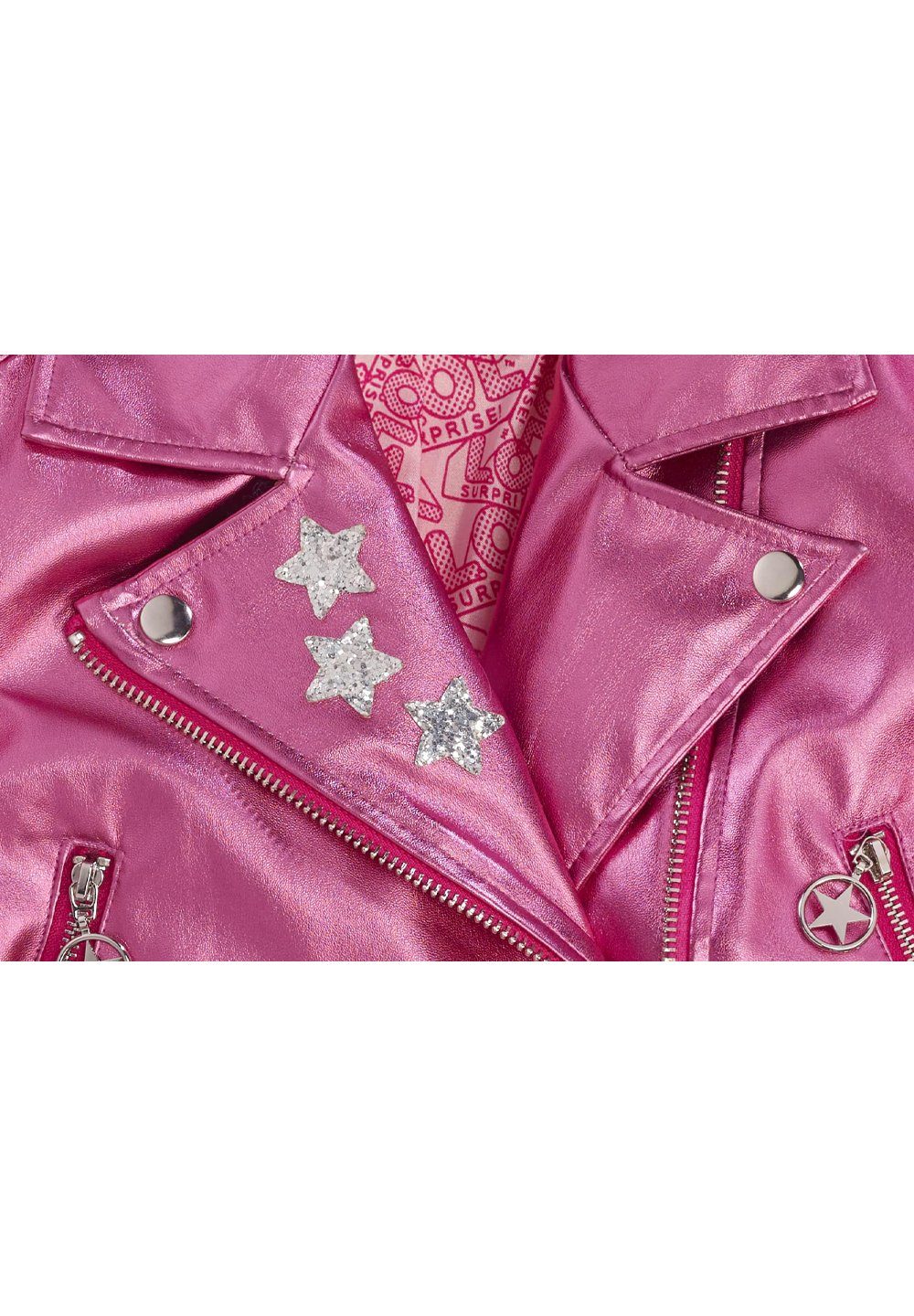 L.O.L. SURPRISE! Bikerjacke Kinder Mächen Kunstleder-Jacke mit Glitzersternen