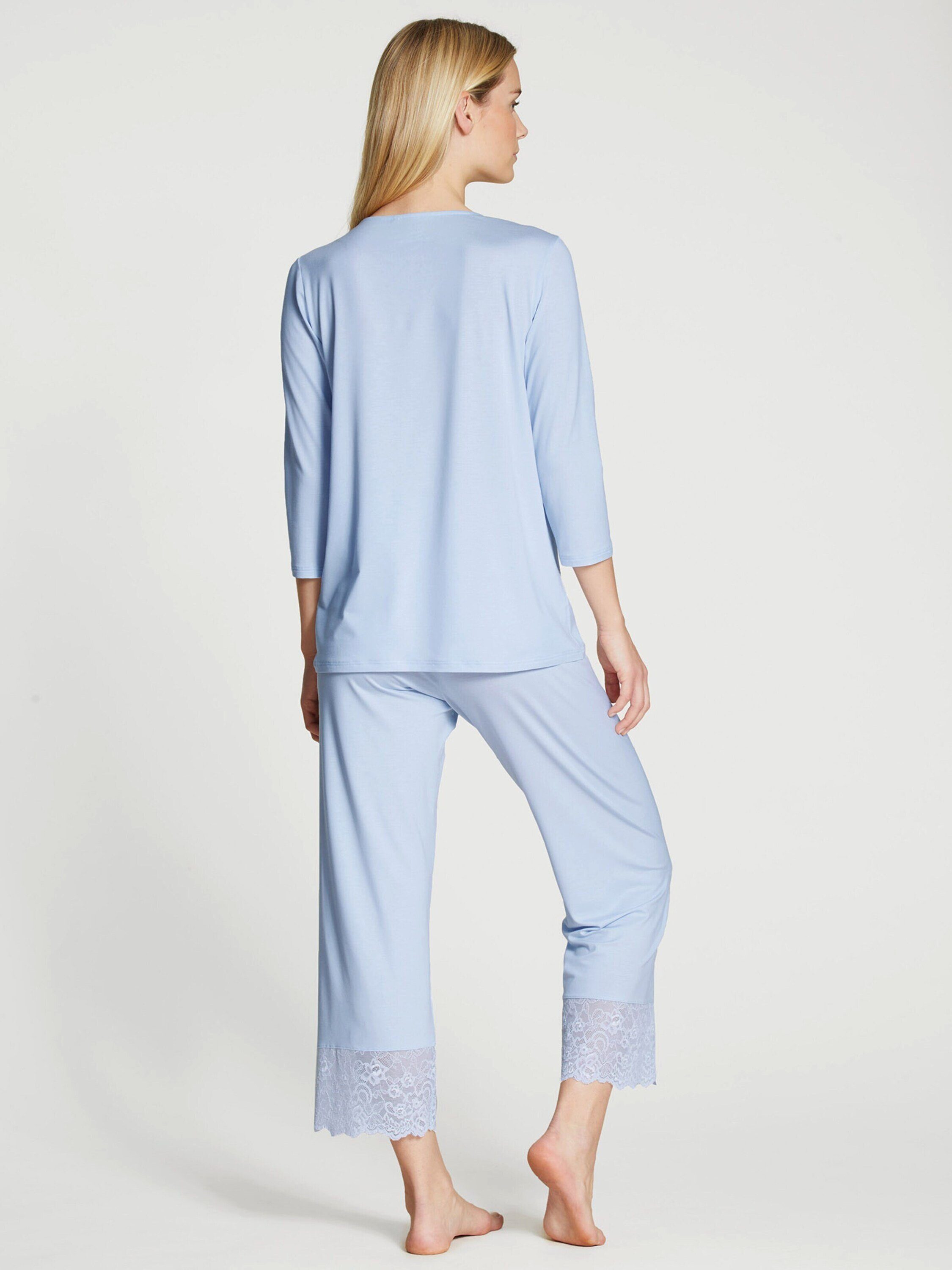 Schlafanzug harmony blue tlg) CALIDA Spitze (1