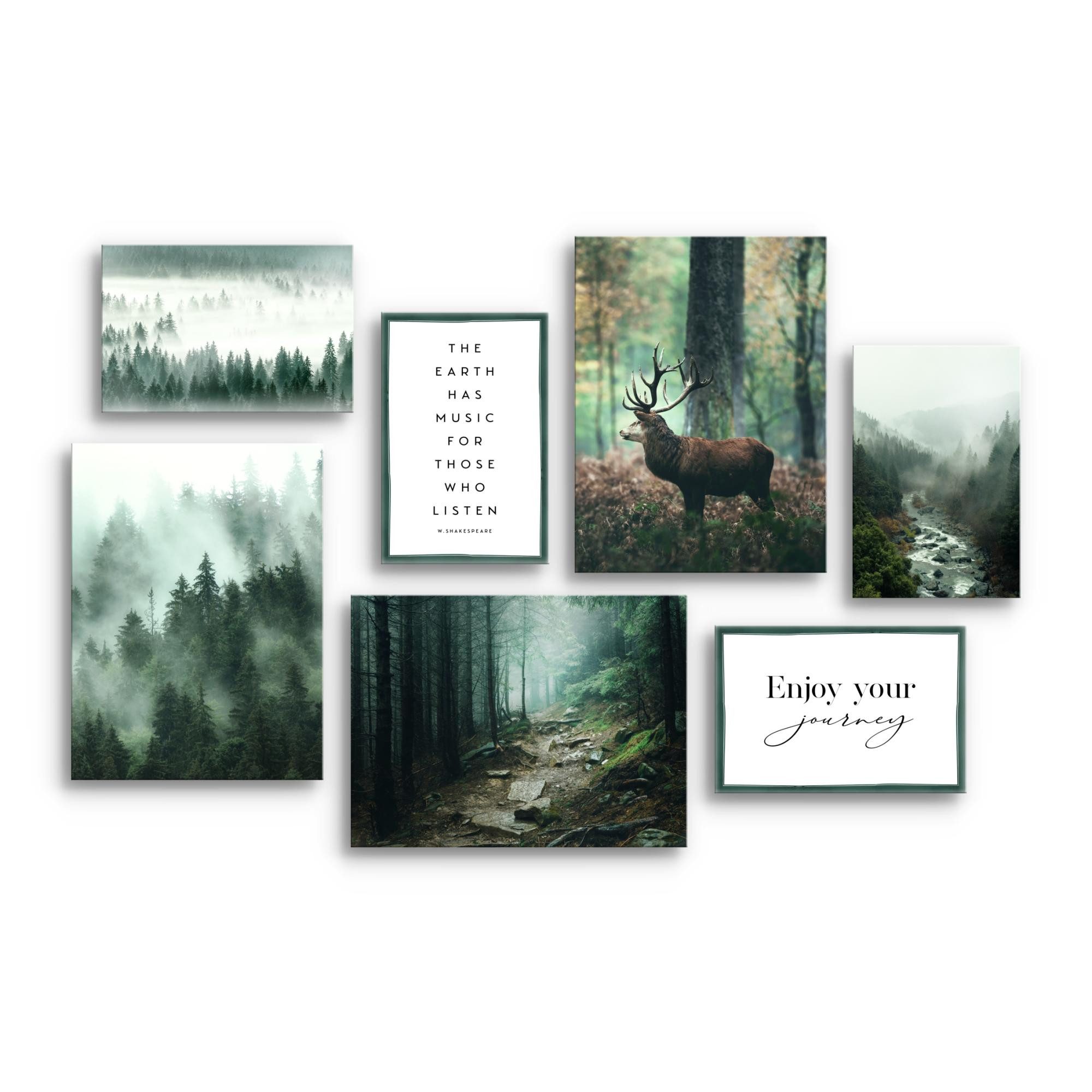Novart Wandbild Wald Hirsch KOMPLETT AUFHÄNGFERTIG günstig online kaufen