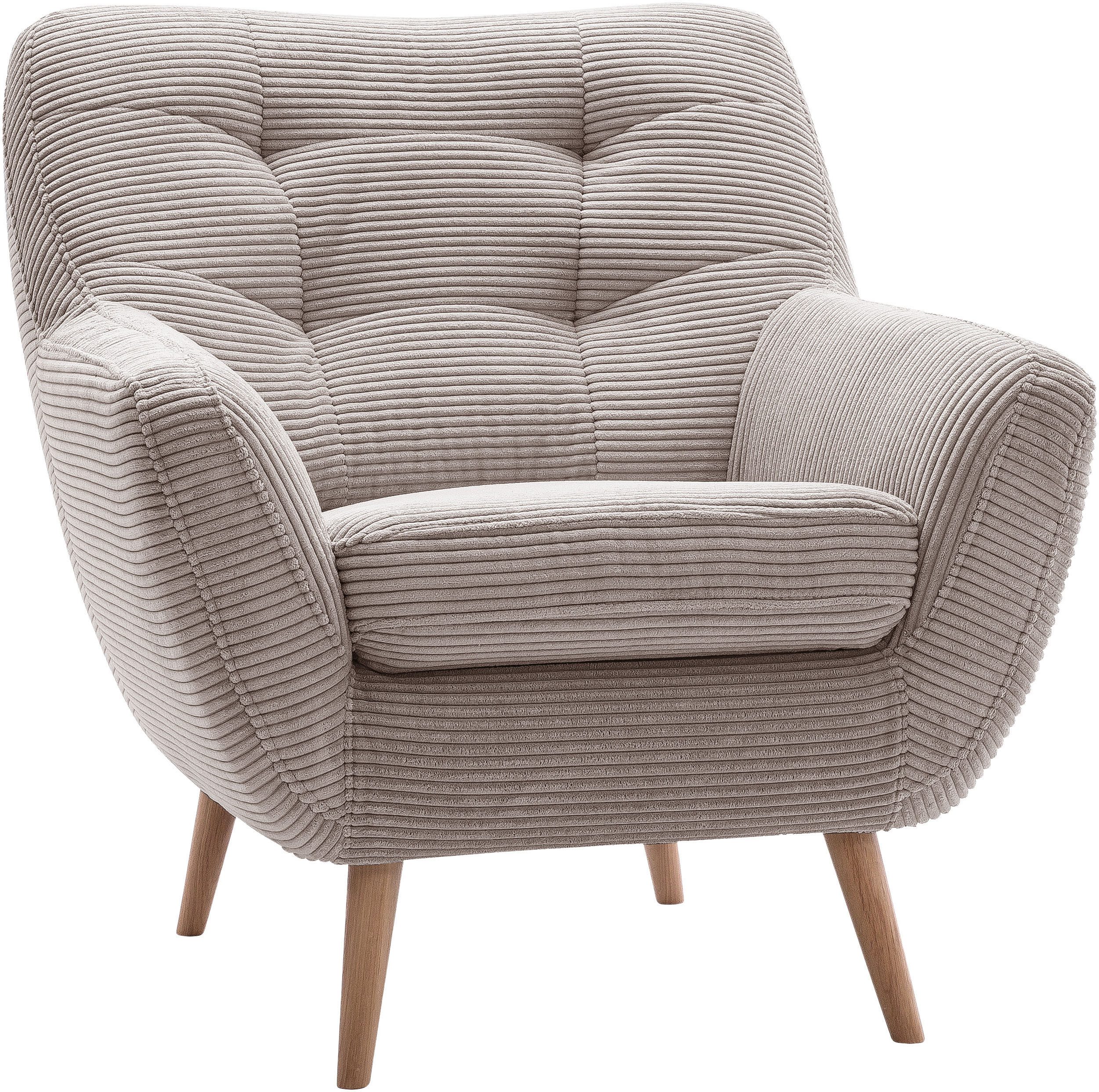 exxpo - sofa fashion Sessel Scandi, Loungesessel mit tollem Sitzkomfort, hochwertige Polsterung, bequem, hohe Holzfüße
