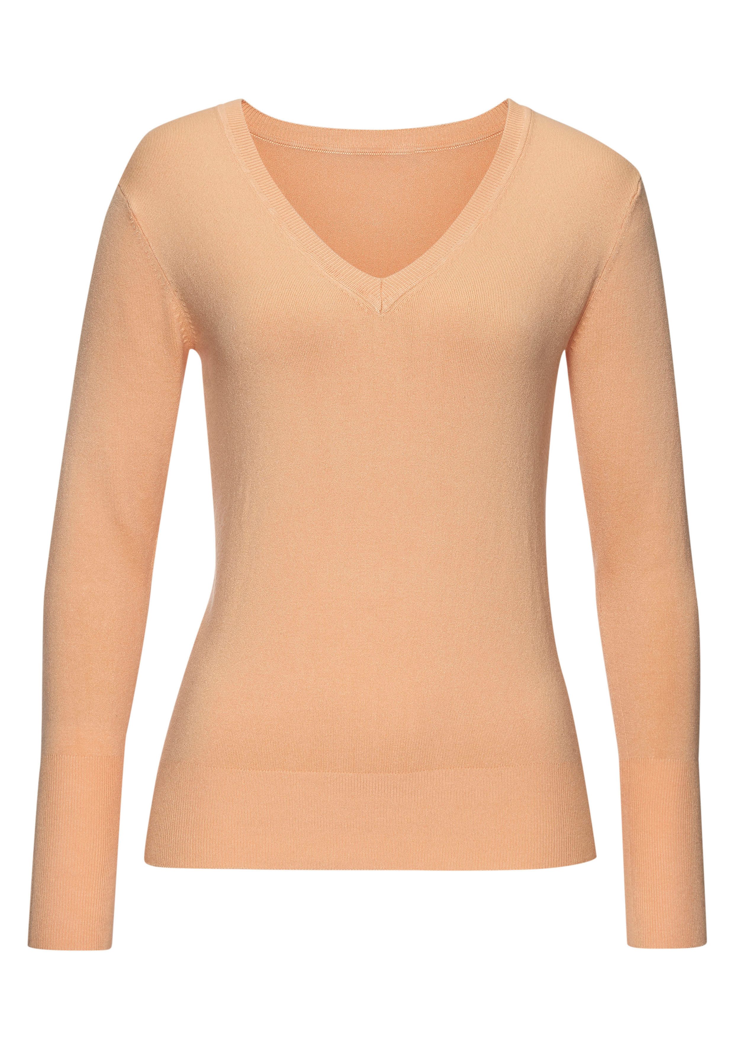 Vivance by Lascana V-Ausschnitt-Pullover in taillierter Form weicher Strickpullover, Feinstrickpullover, V-Pullover, Basic – Bild 2 von 5