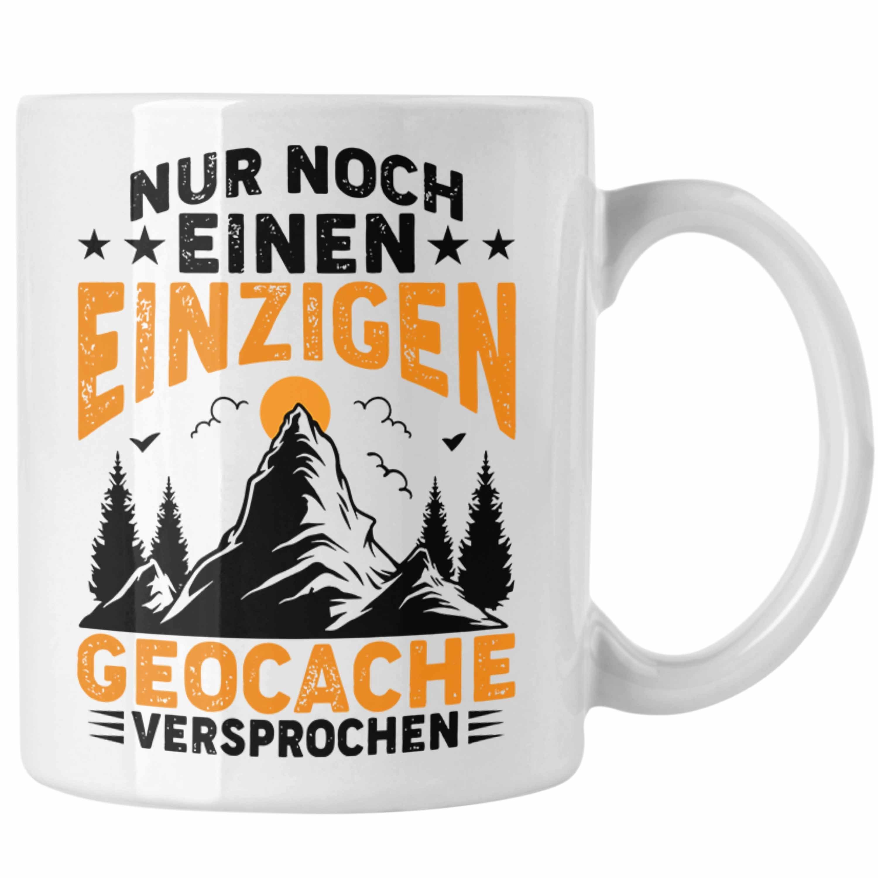 Trendation Tasse Trendation - Geocaching Tasse Geschenk Nur Noch Einen GPS-Schnitzeljag Geschenkidee Pfadfinder Geburtstag Geocacher Weiss