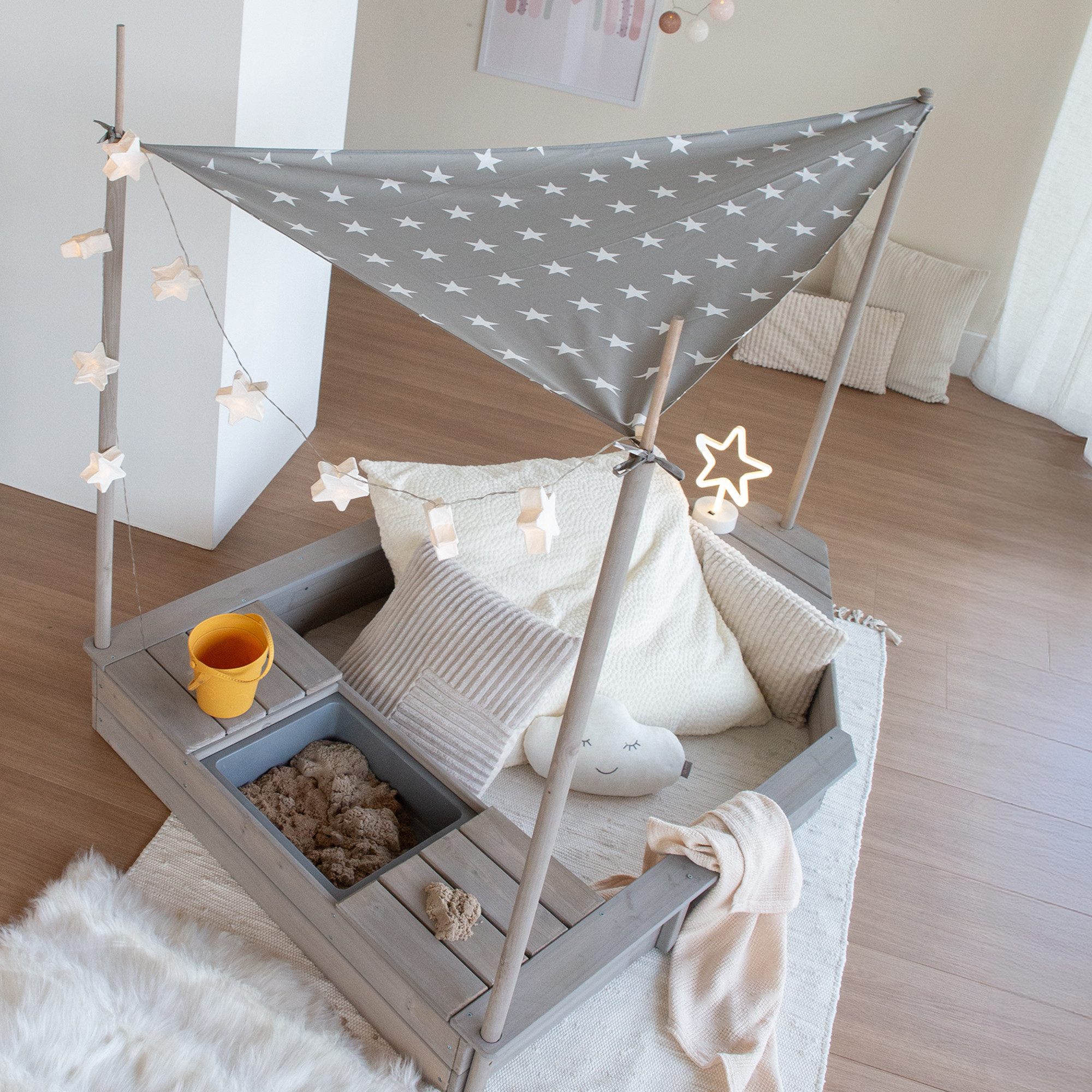 roba® Sandkasten Boot, Kinder-Sandkiste aus wetterfestem Massivholz, inkl. Sonnendach