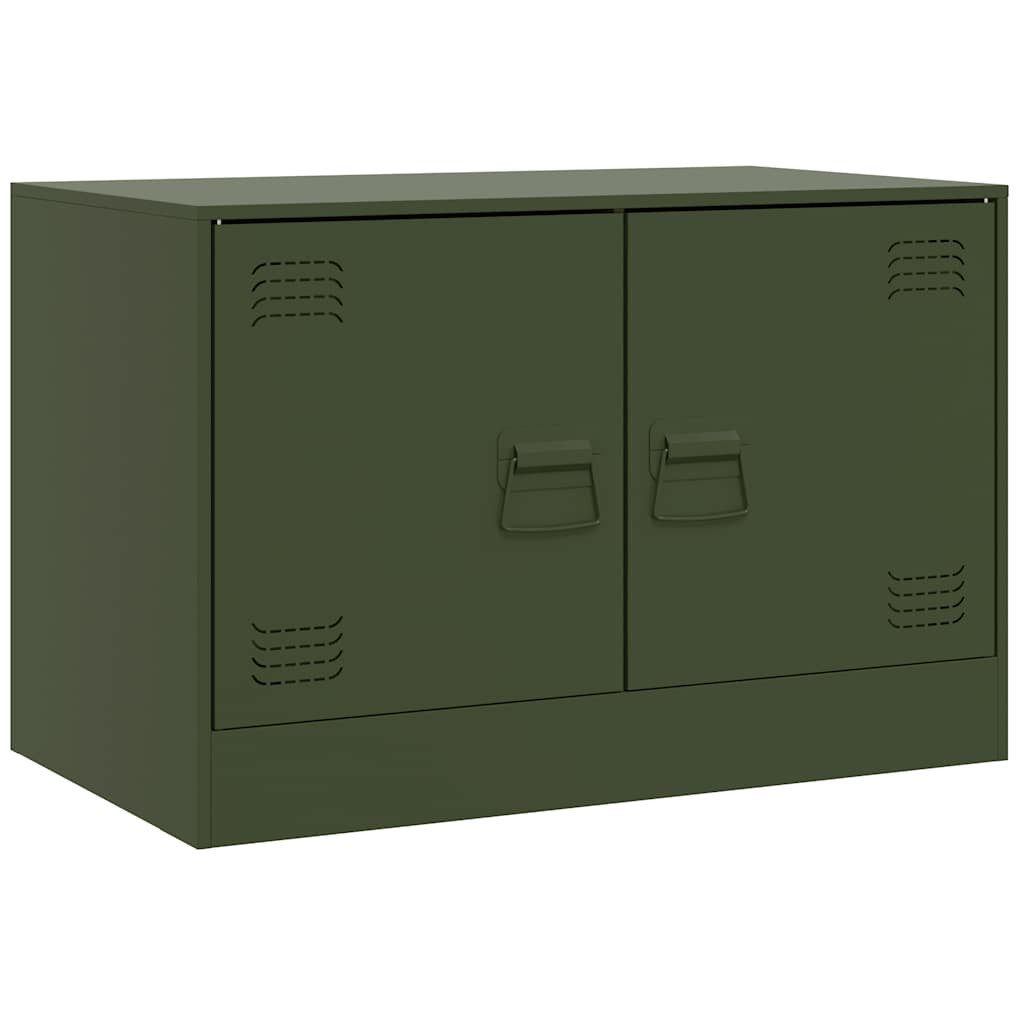 furnicato TV-Schrank Olivgrün 67 x 39 x 44 cm aus kaltgewalztem Stahl (2-St) Lowboard mit 2 Türen, Metallgriffen und viel Stauraum für Wohnraum