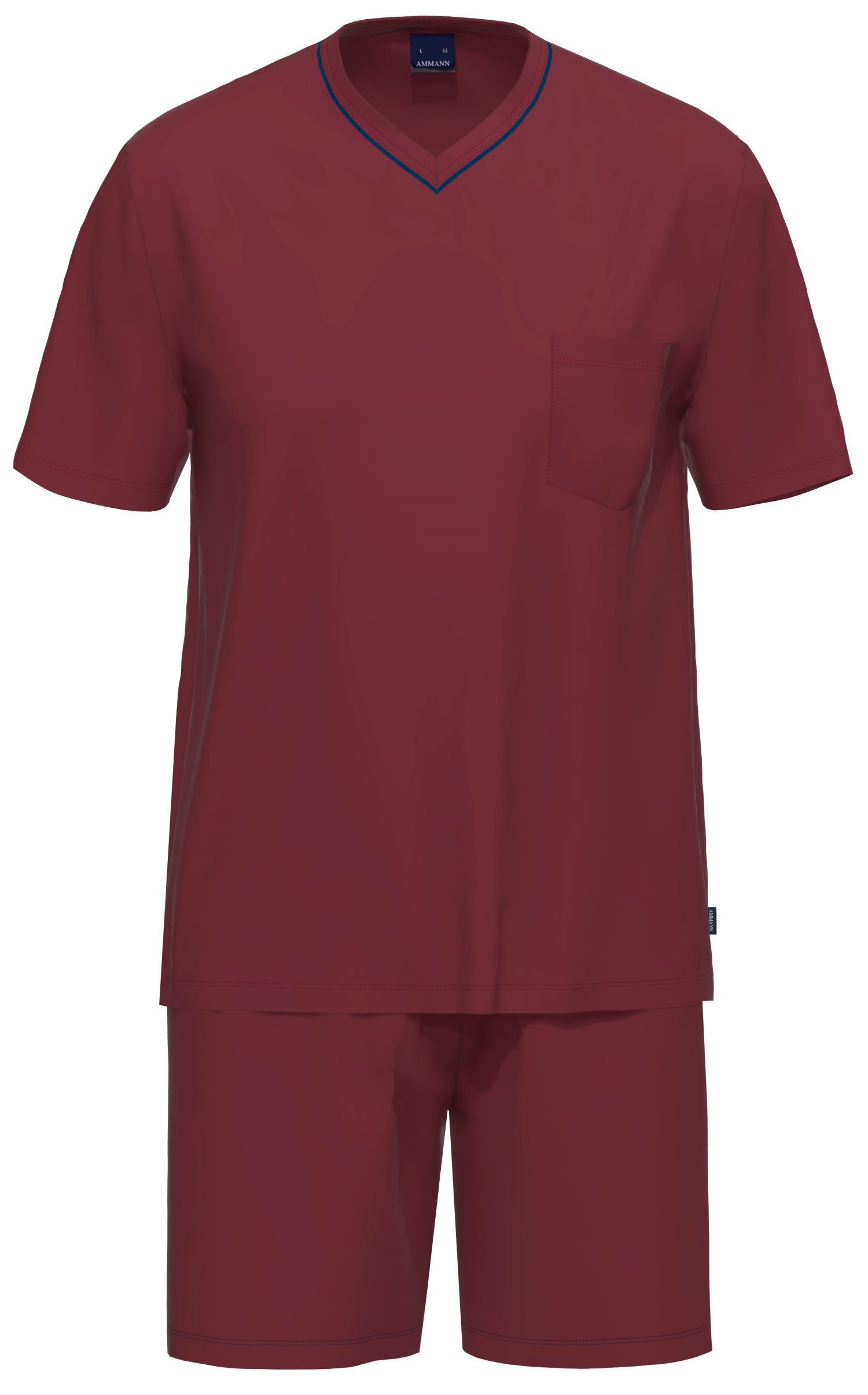 Ammann Schlafanzug Herren Schlafanzug Shorty (2 tlg) Baumwolle merlot | Pyjama-Sets