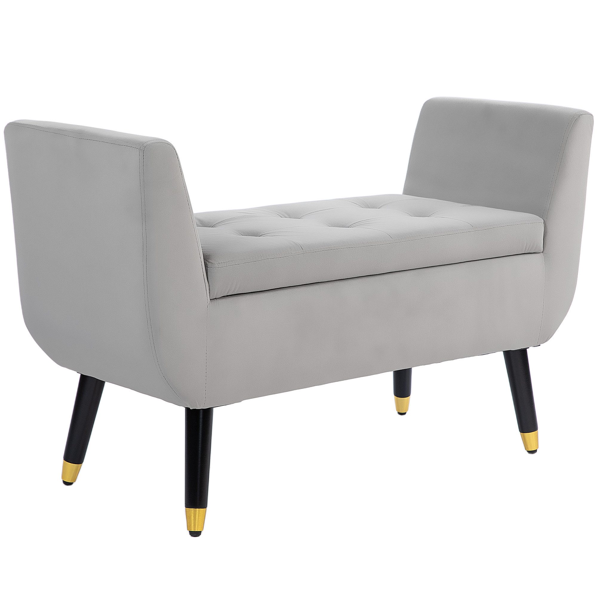 HOMCOM Sitzbank mit Stauraum Armlehnen, Samtartiges Polyester (Truhenbank, günstig online kaufen