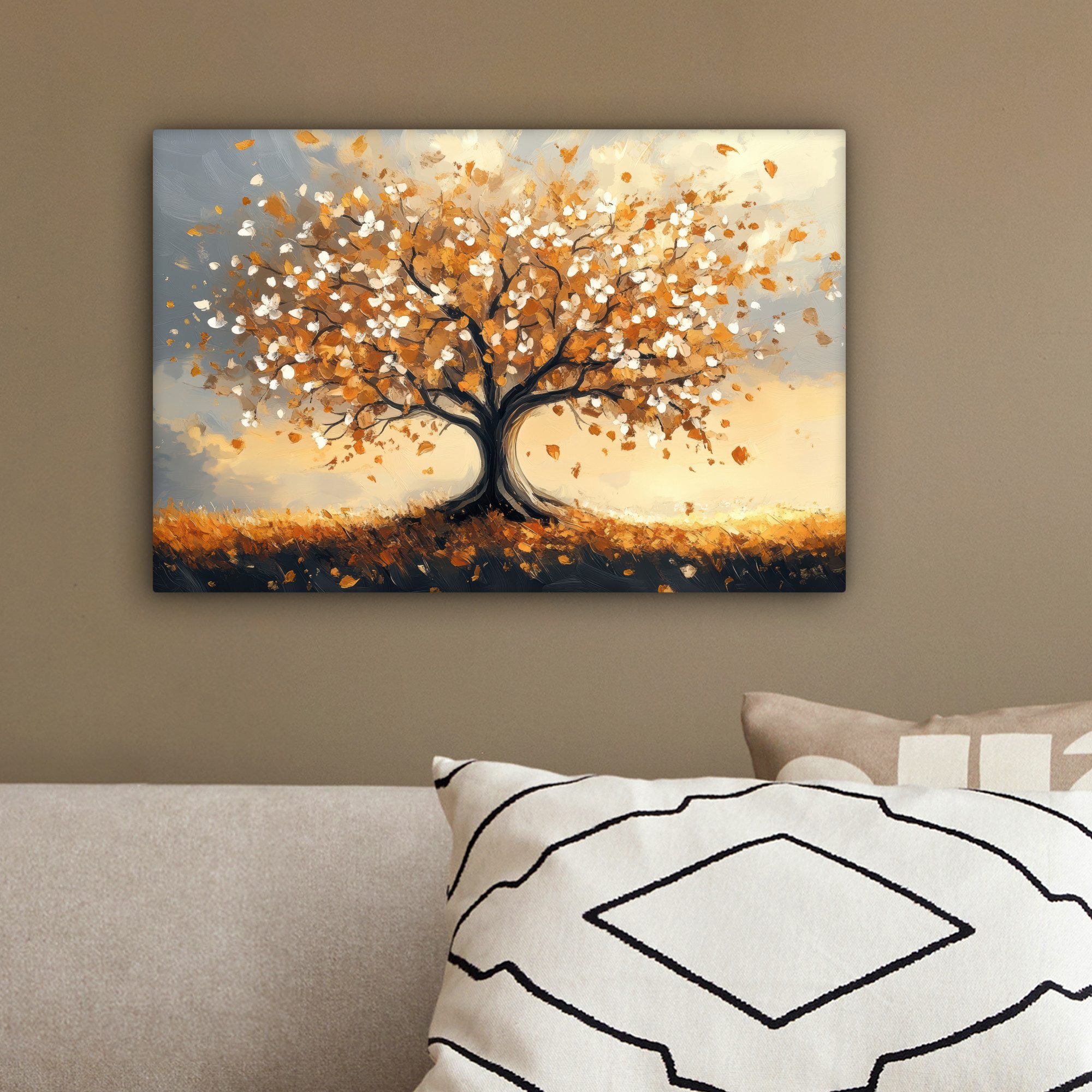 OneMillionCanvasses® Leinwandbild Halloween - Kürbis - Gespenst - Schwarze Katze - Stilleben, Fotodruck (1 St), Leinwand Canvas Wandbild, Wanddekoration 20x30 c – Bild 4 von 5