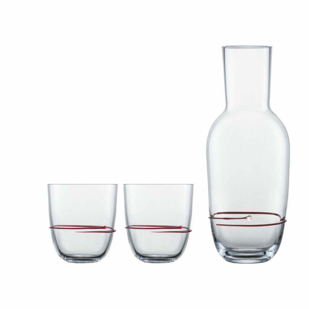 Zwiesel Glas Gläser-Set Aura Rot, 3-tlg., Glas, Karaffe mit 2 Bechern