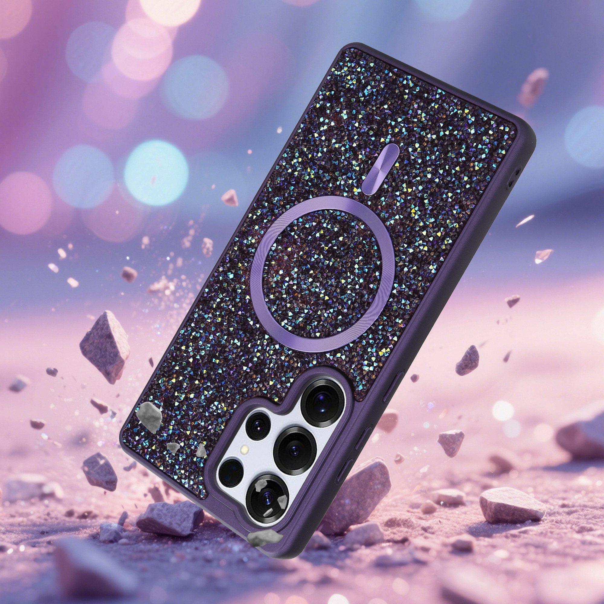 Cadorabo Handyhülle Samsung Galaxy S24 ULTRA, Hülle Schutzhülle Case Cover kompatibel mit Magsafe Diamant Glitzer – Bild 3 von 5