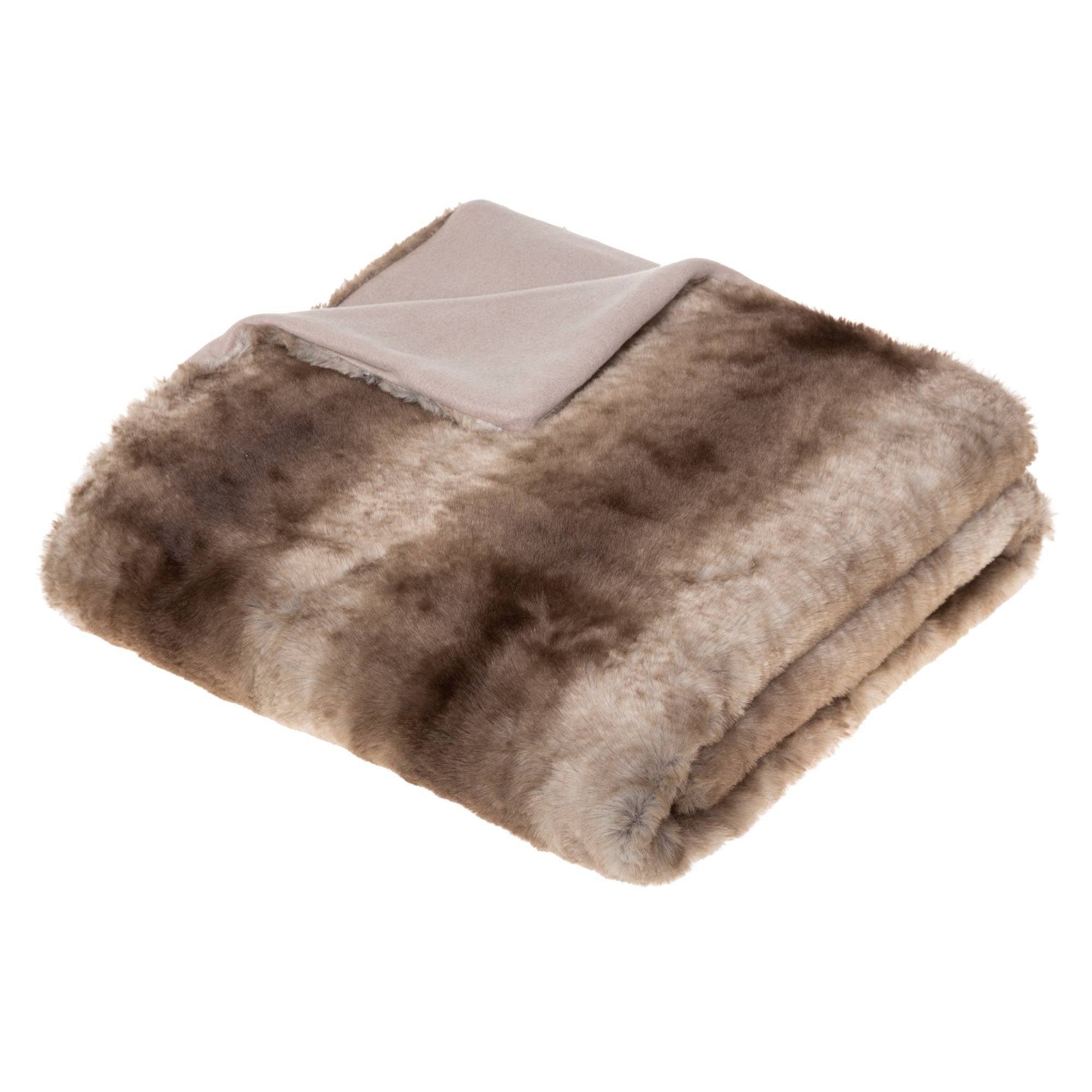 Atmosphera Créateur d'intérieur Tagesdecke Tagesdecke aus Kunstpelz GRIZZLI, 120 x 160 cm, beige