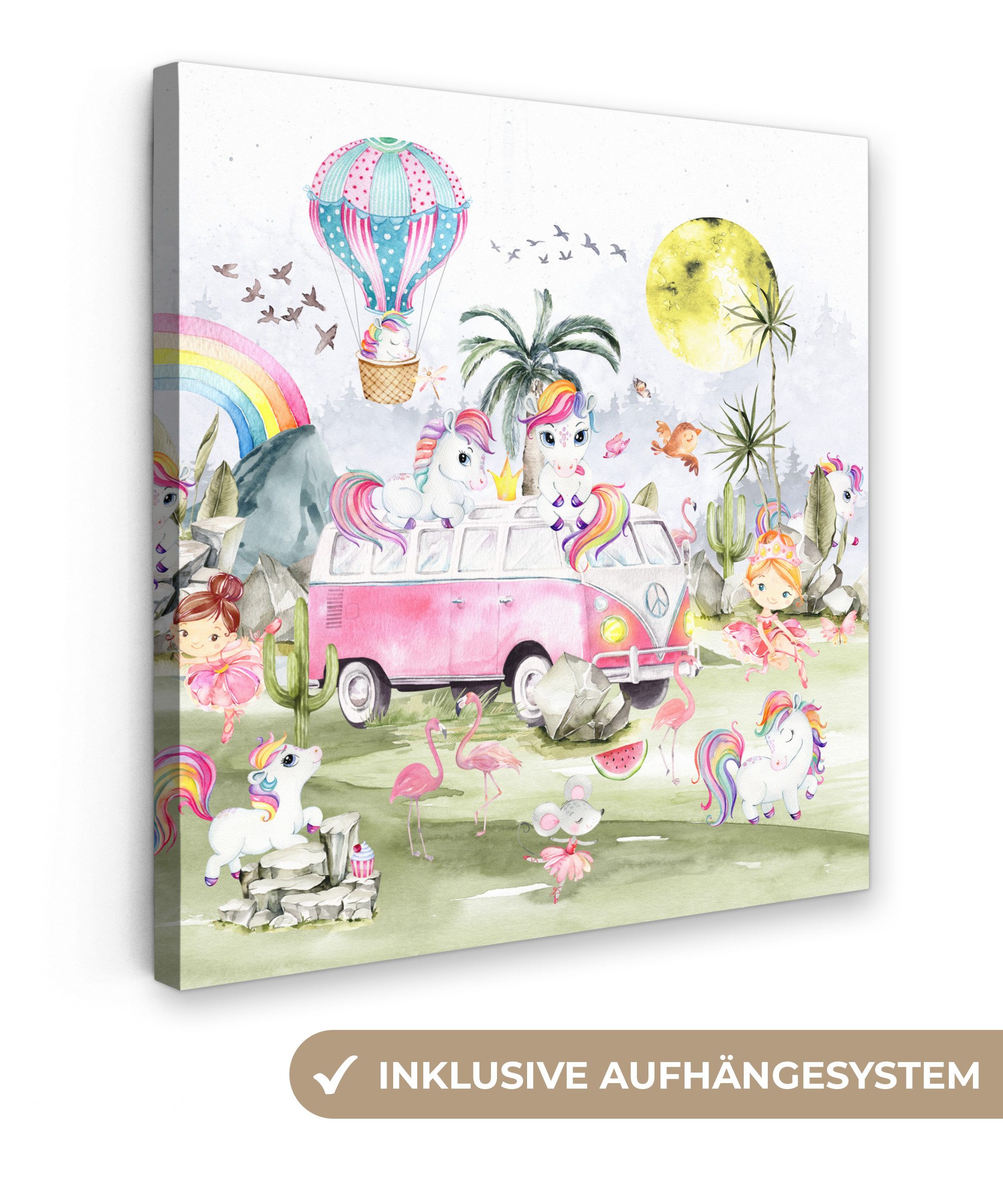 OneMillionCanvasses® Leinwandbild Einhorn - Regenbogen - Kinder - Mädchen - günstig online kaufen