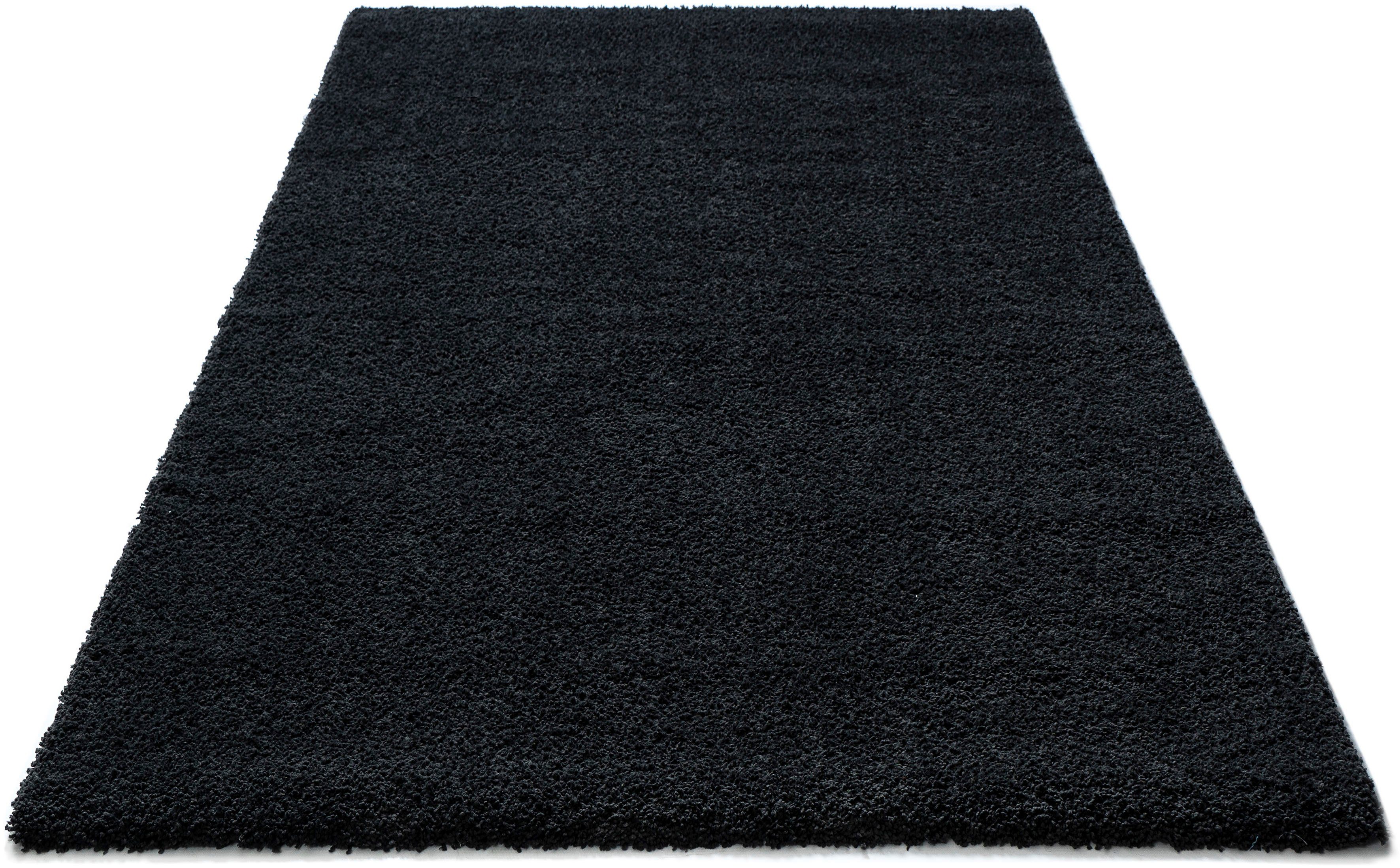 Teppich Ariane, Home affaire, rechteckig, Höhe: 21 mm, Uni-Farben, weich durch Mikrofaser, flauschig, einfarbig, Shaggy-Look schwarz