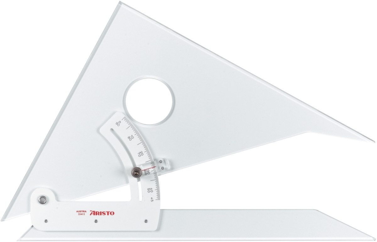 ARISTO Geodreieck Stellwinkel Kathete 30cm Acryl stufenlos verstellbar glasklar.