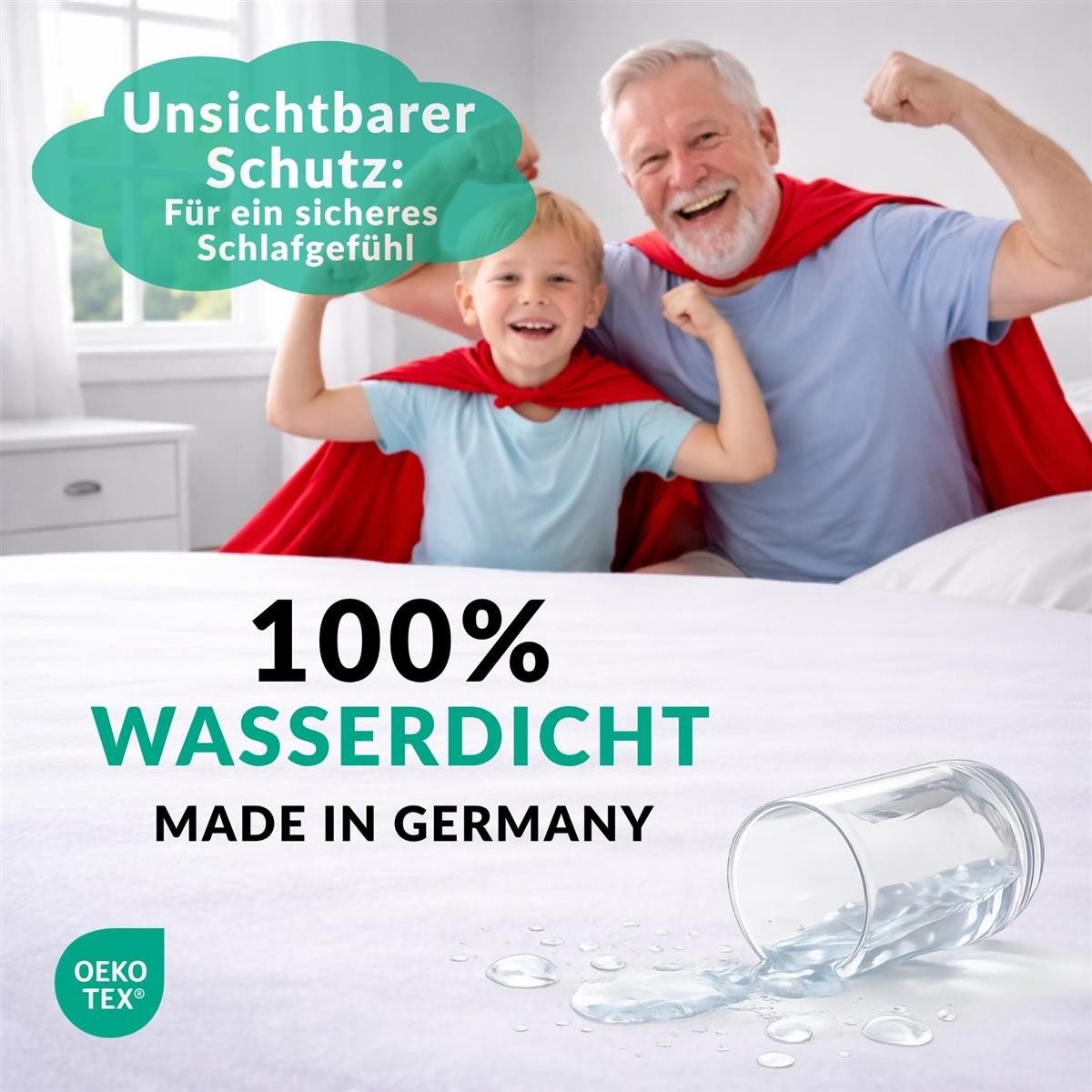 Inkontinenzauflage Matratzenschoner wasserdicht Molton Matratzenschutzbezug Inkontinenz Carpe Sonno, OEKO-TEX Kinder Baby Matratzenschutz kochfest - 70 x 140 cm