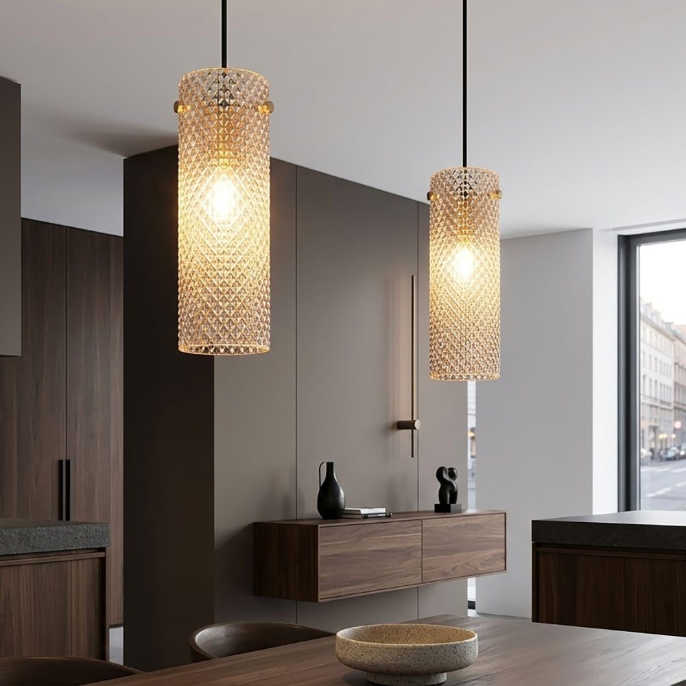 GLOBO LIGHTING Hängeleuchte, Leuchtmittel nicht inklusive, 2x Hängeleuchte Pendelleuchte Küchenlampe goldfarben Glas H 120 cm