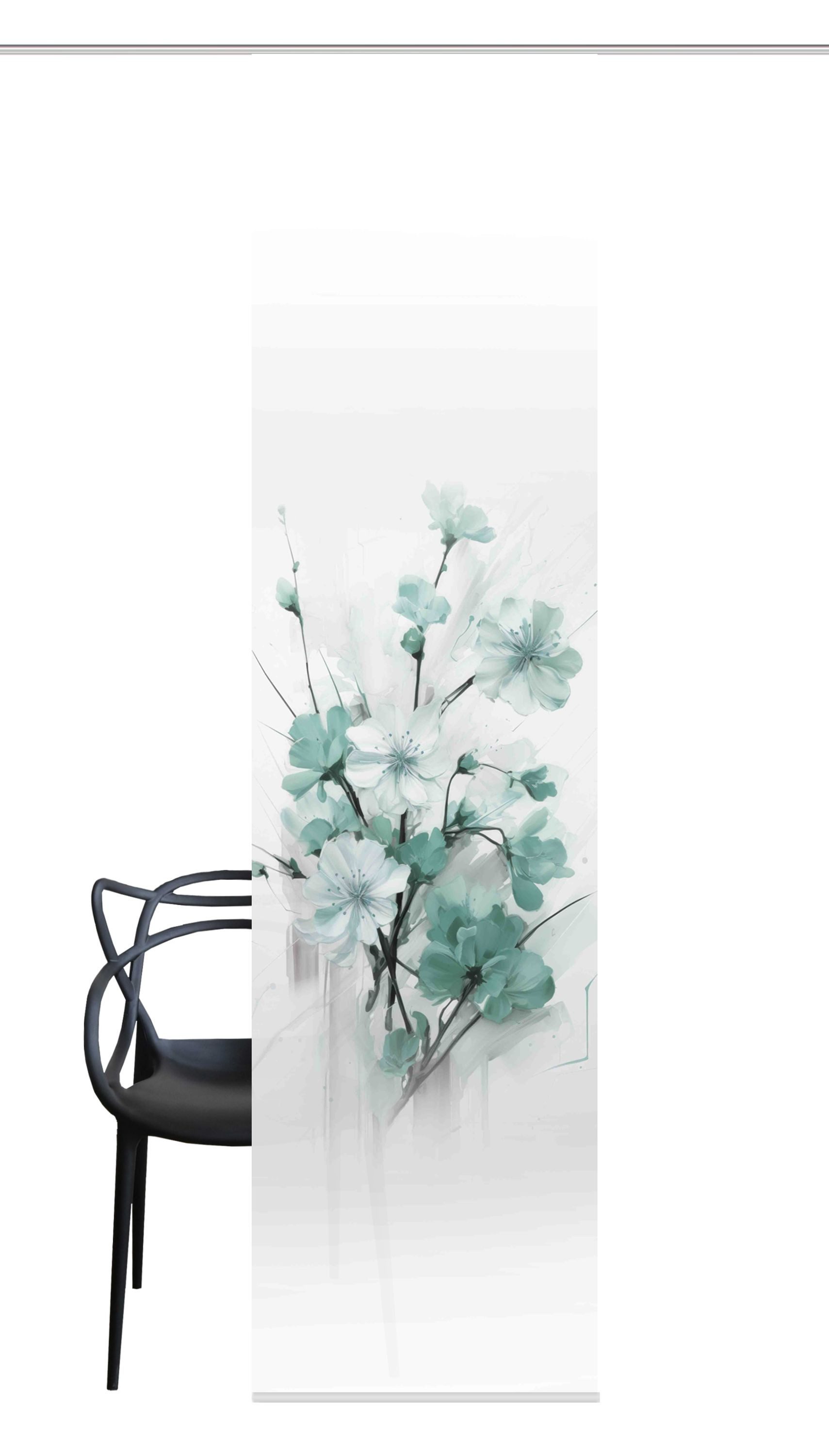 HOME WOHNIDEEN Schiebegardine Schiebegardine LOTUS, Seidenoptik, blickdicht, 245x60 cm, Kirschblüten (1 St), Paneelwagen, blickdicht, 100% Polyester