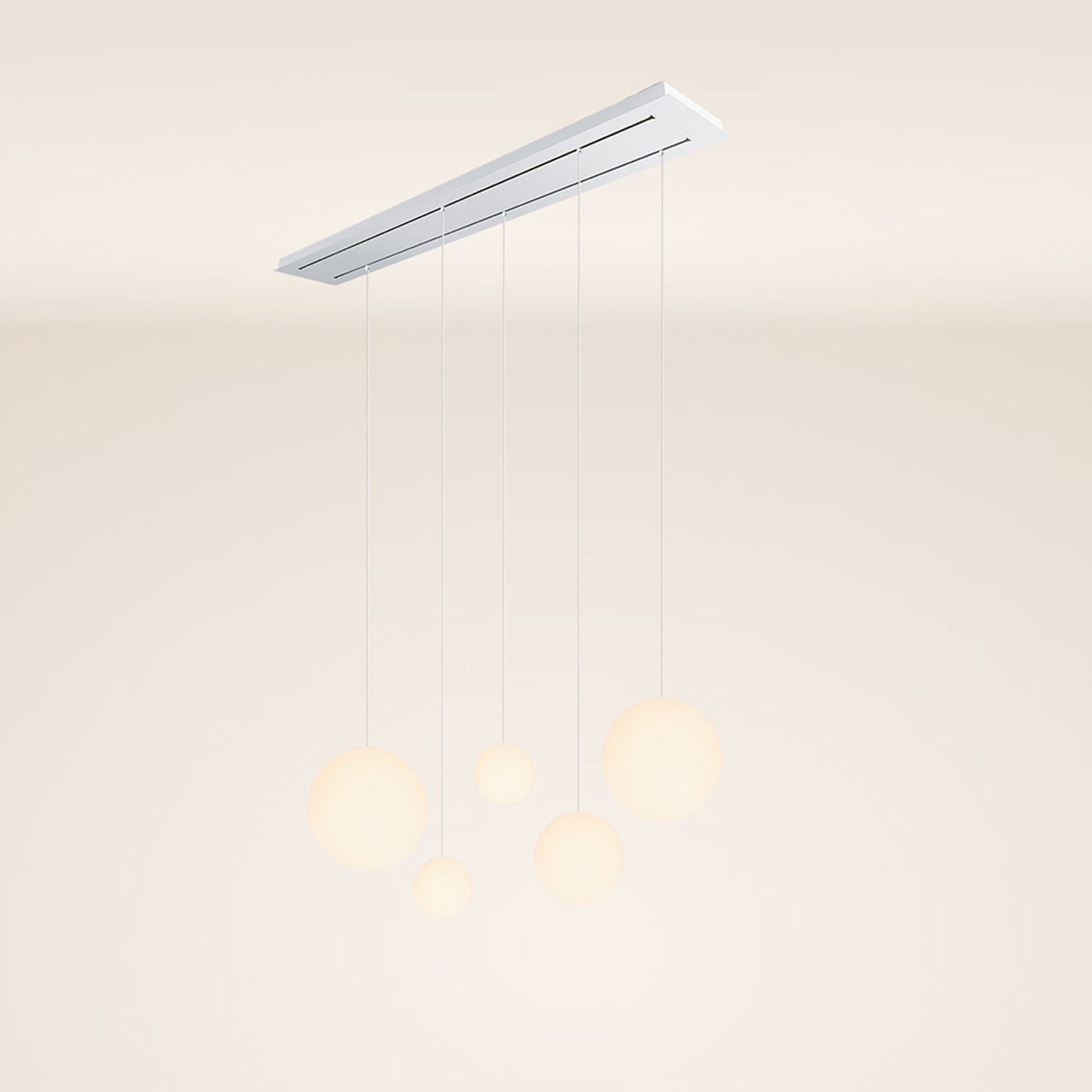 s.luce Pendelleuchte Orb 5-flammige Esstischlampe 2-reihig 160cm