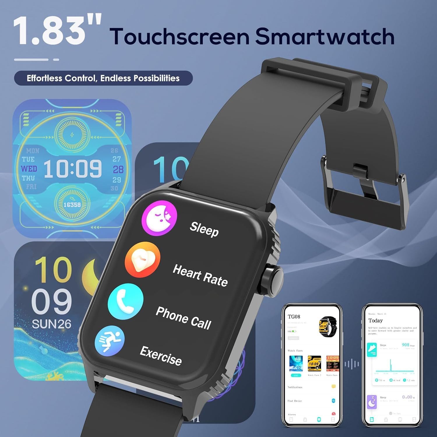 Forrlite 2026 Neues Smartwatch Damen Herren&kabellose Bluetooth-Kopfhörer Set Smartwatch 1.85'' HD Fitnessuhr,Smart Watch for Women mit 200+ Sportmodi,Fitness Tracker mit Herzfrequenz,SpO2,Schrittzähler & Schlafmonitor,IP68 für iOS Android