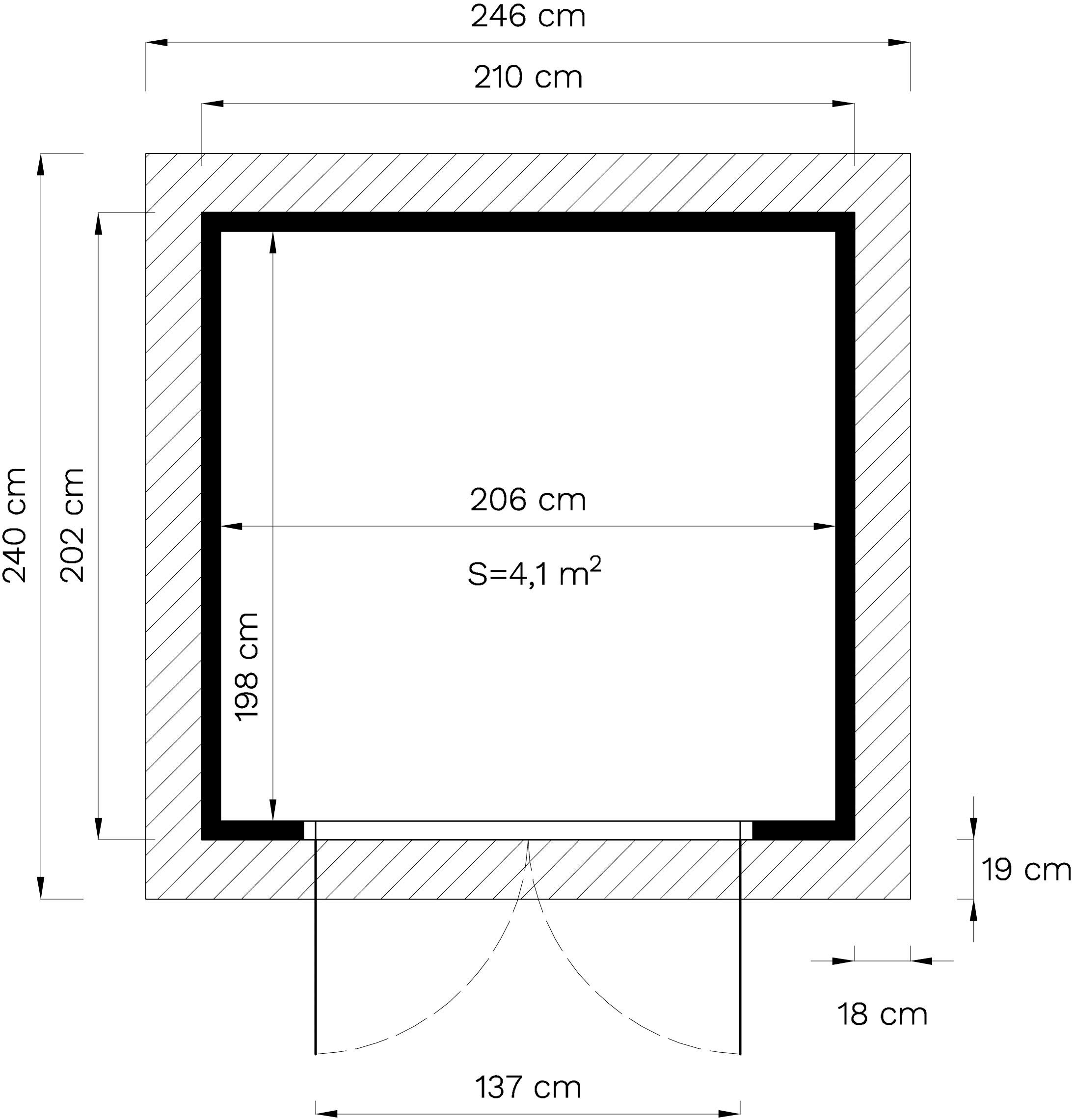 BERTILO Gartenhaus Studio Basic, in verschiedenen Farben, BxT: 246x240 cm