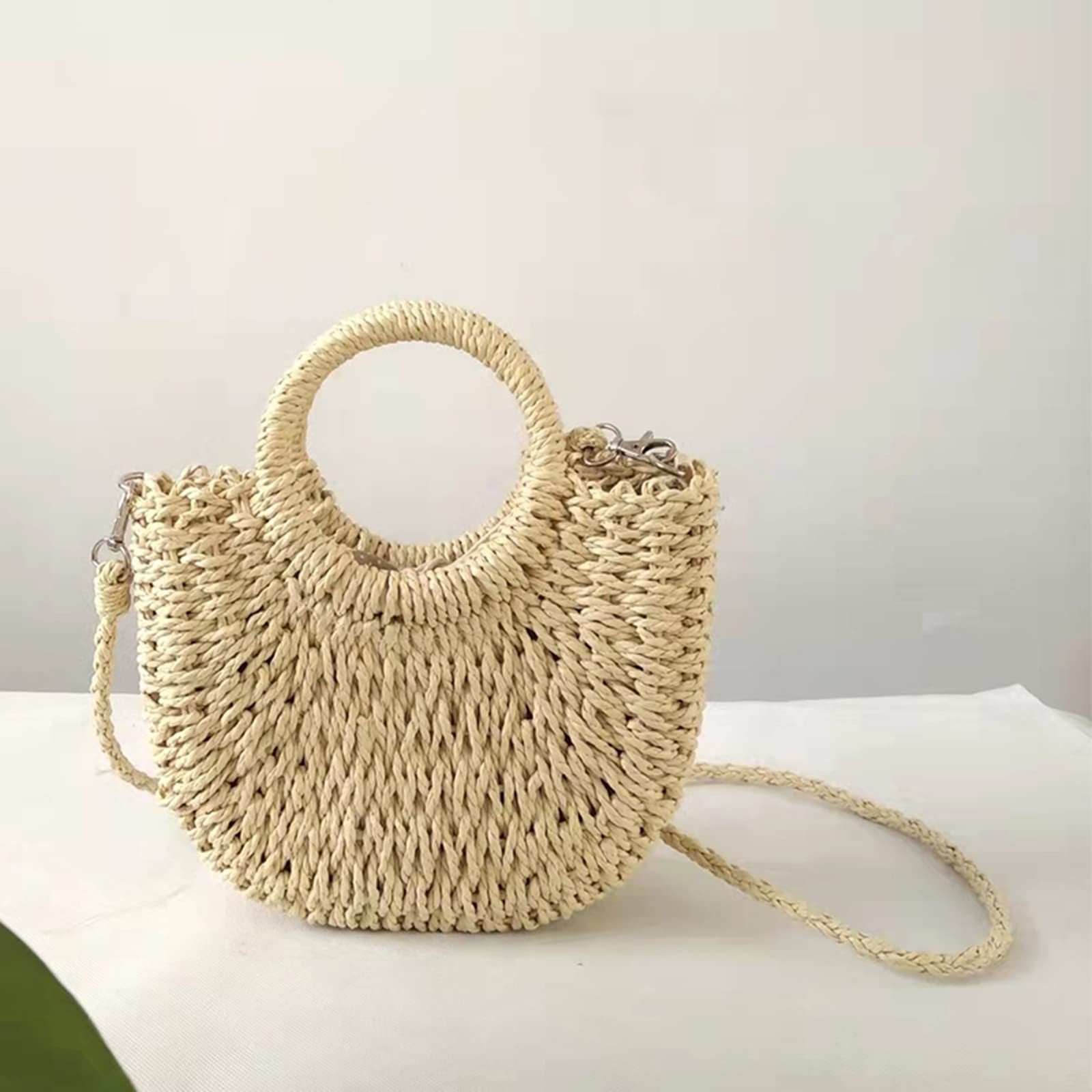 Zaewry Strandtasche Stroh-Strandtasche für Damen, Umhängetasche Boho-Geldbörse, süße gewebte Handtasche mit Henkel, Korbtasche