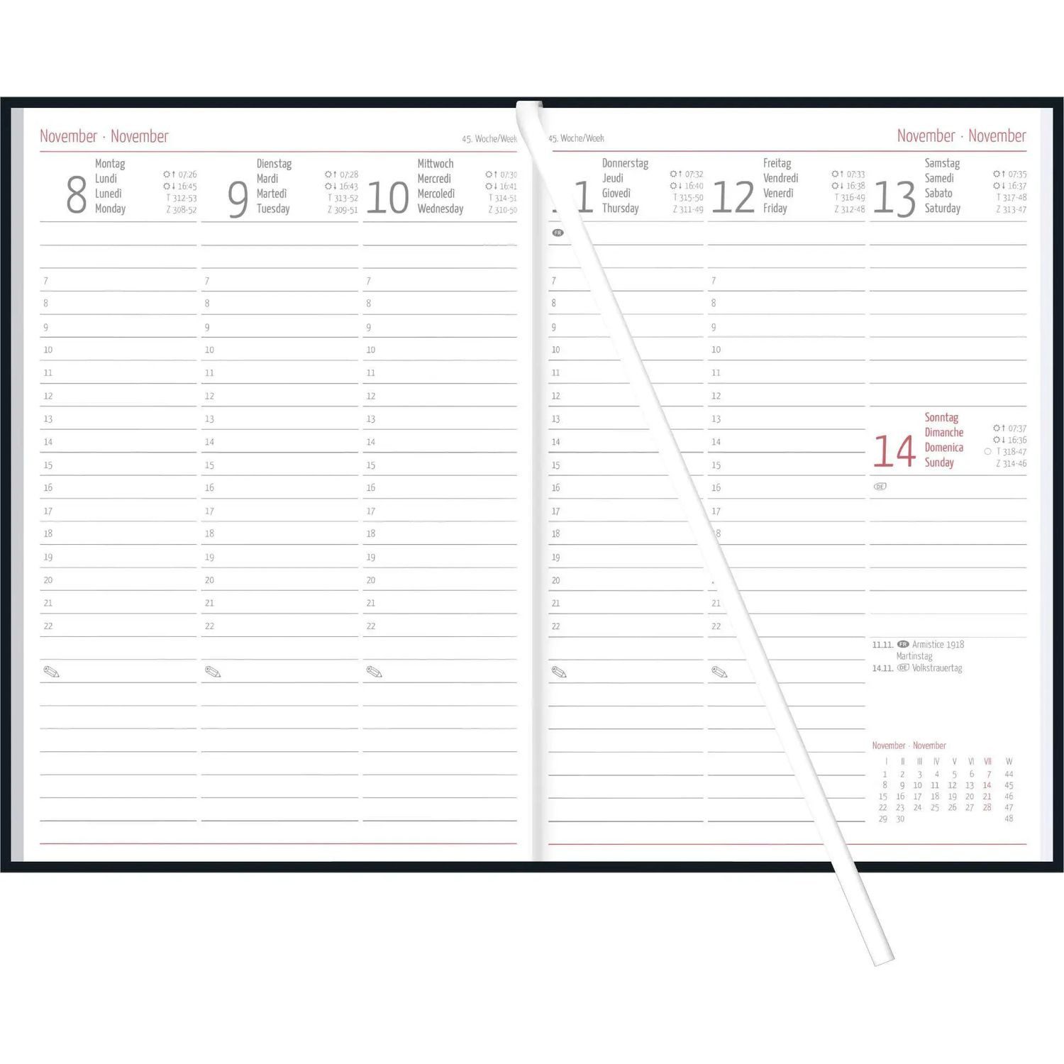 Taschenkalender Wochenbuch schwarz 1W/2S 2027