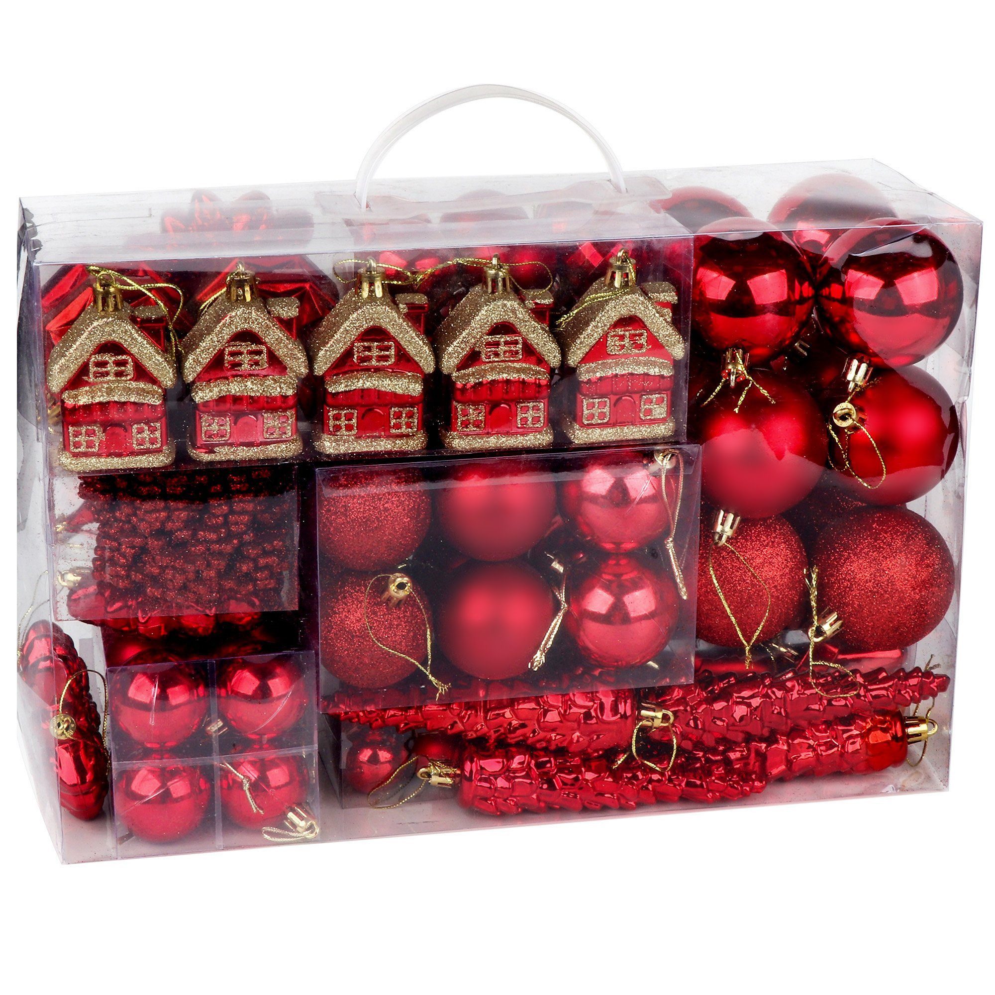 ElitVita Weihnachtsbaumkugel Weihnachtsbaumkugel 113-teilig Weihnachtskugeln Set Weihnachtsdeko (113 St), Weihnachtsbaumschmuck Weihnachtsschmuck Kunststoff Christbaumanhänger