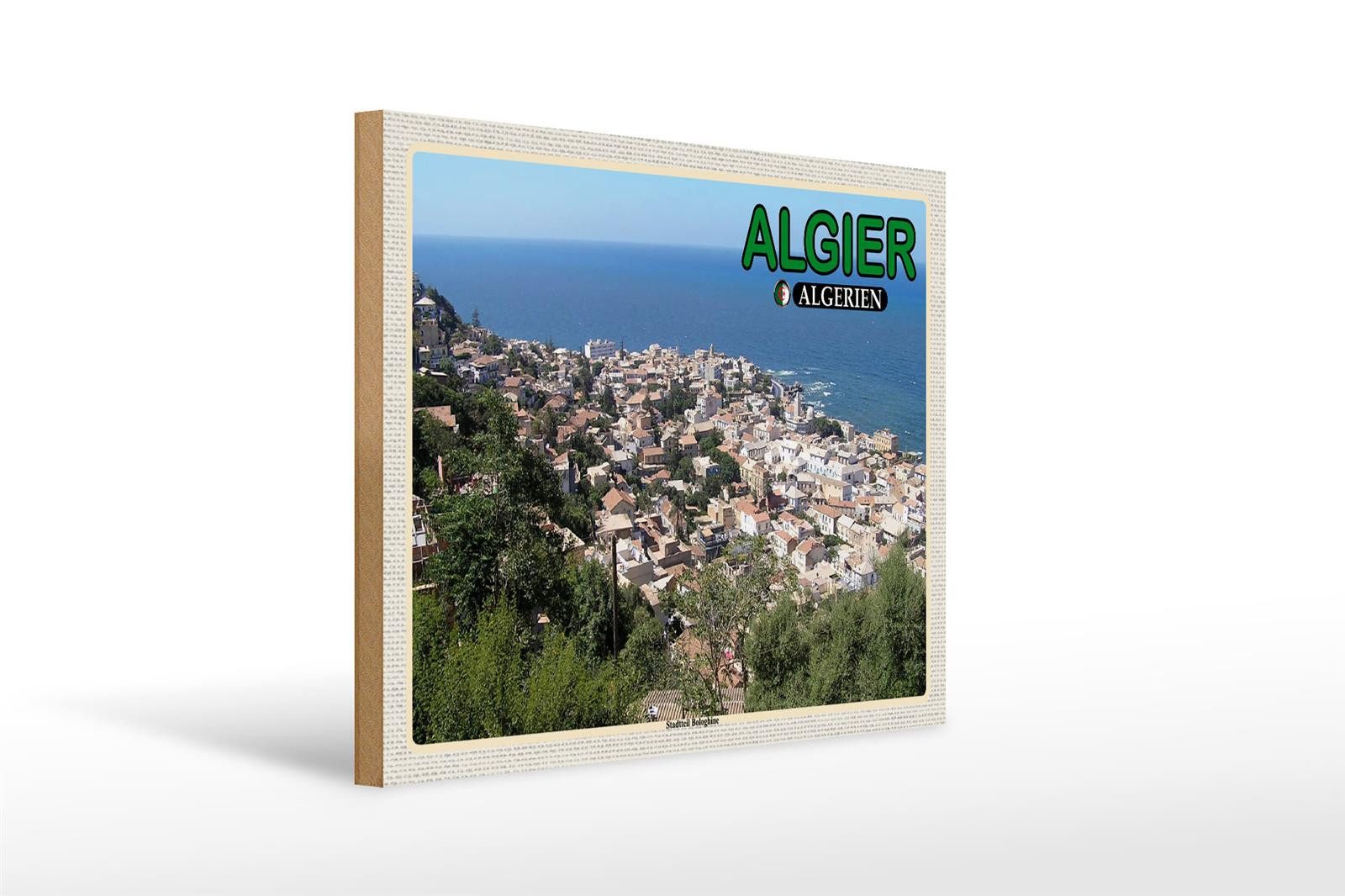 Holzbild Reise 40x30cm Algier Algerien Stadtteil Bologhine