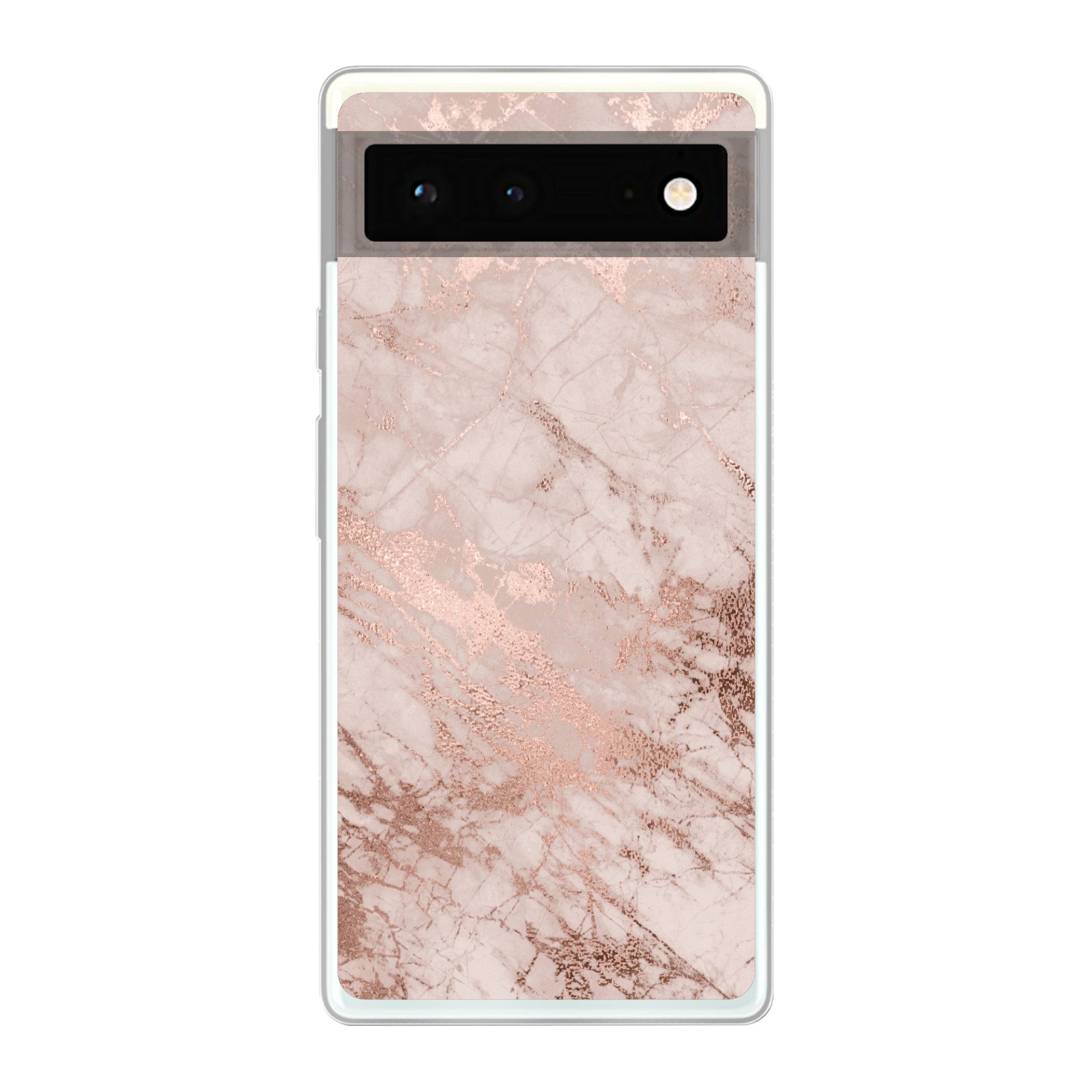 MuchoWow Handyhülle für Google Pixel 6 Marmor - Rosa - Luxus - Marmoroptik - Glitzer - Des, Handy Case, Silikon, Bumper Case Dünn
