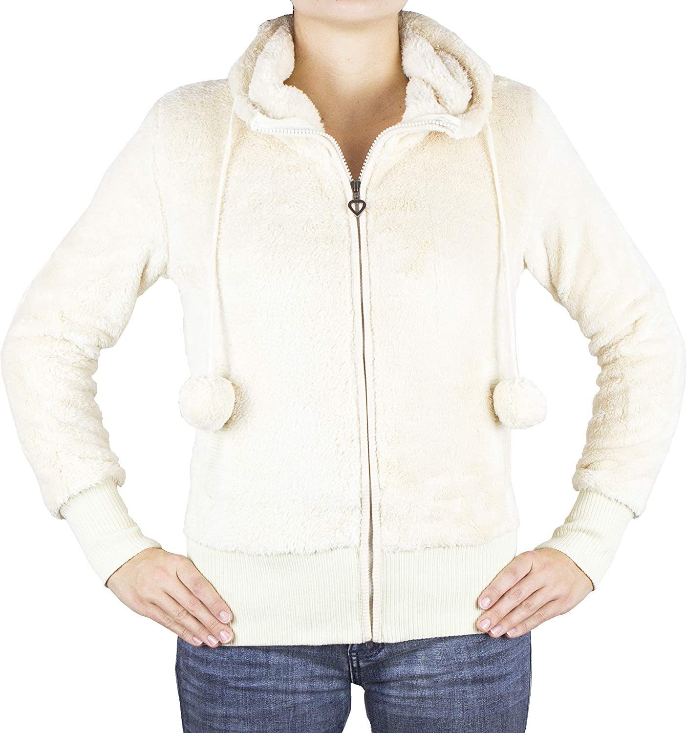 AvaMia Kapuzenpullover Damen Hoodie Kapuzenpullover mit Fleece 1794 Fütterung warm Kapuze Pullover Frauen Reißverschluss Teddy Fütterung Bommel Bommeln Damen Hoodie Kapuzenpullover mit Fleece 1794 Fütterung warm Kapuze Pullover Frauen Reißverschluss Teddy Fütterung Bommel Bommeln