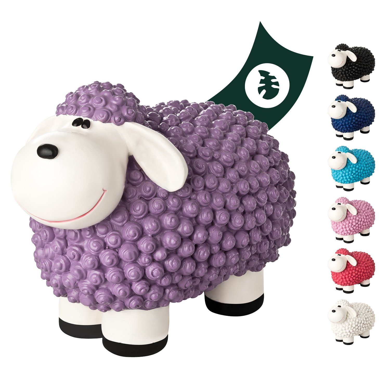 VERDOBA Gartenfigur Gartendeko Mini Schaf - Wetterfeste Gartenfigur - Deko Schaf für Außen, Polyresin Pastell violett