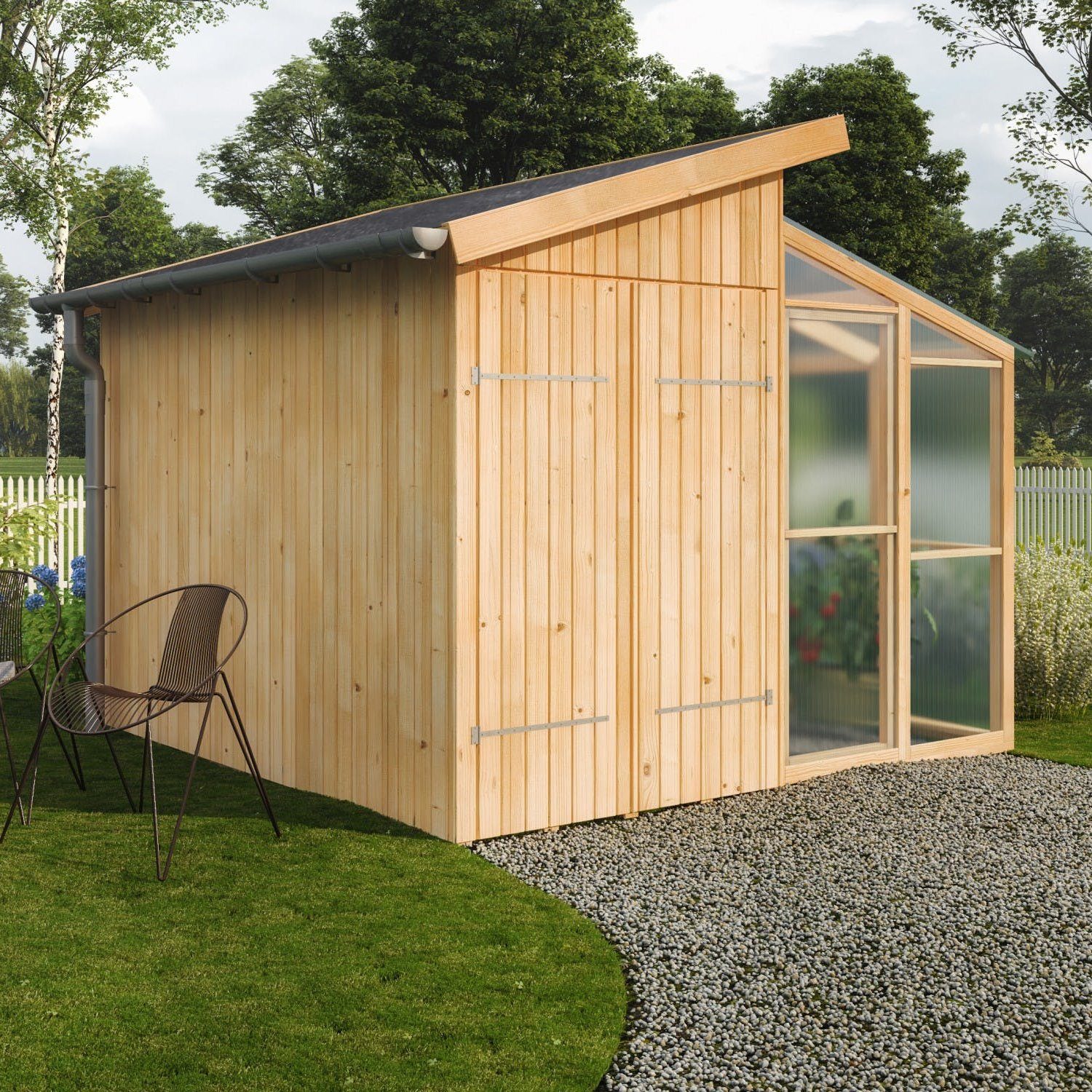 Polhus Gewächshaus »Polhus Gerätehaus Gewächshaus Kombination mit Boden