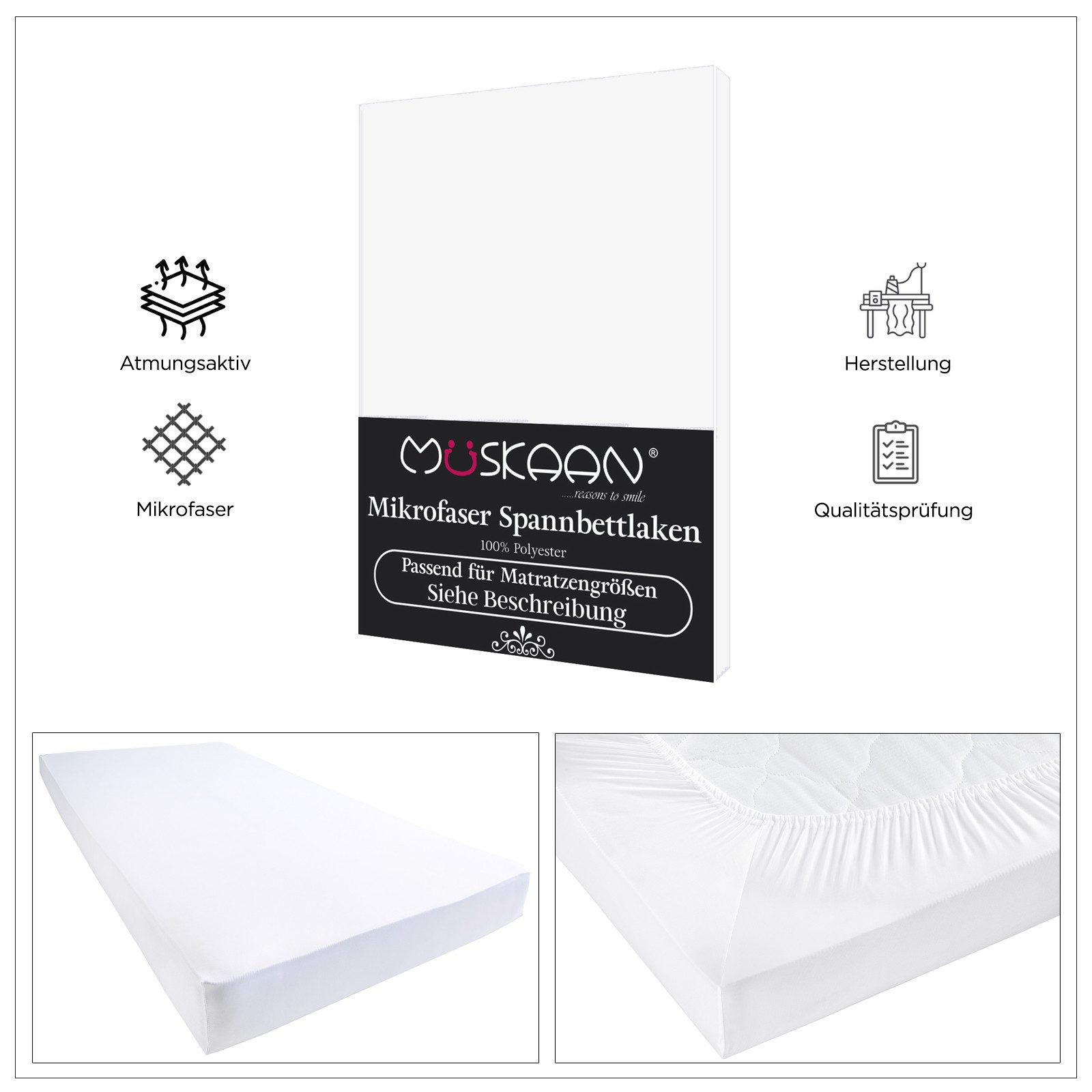 Müskaan Spannbettlaken Spannbettlaken Mikrofaser 90x200 120x200 günstig online kaufen