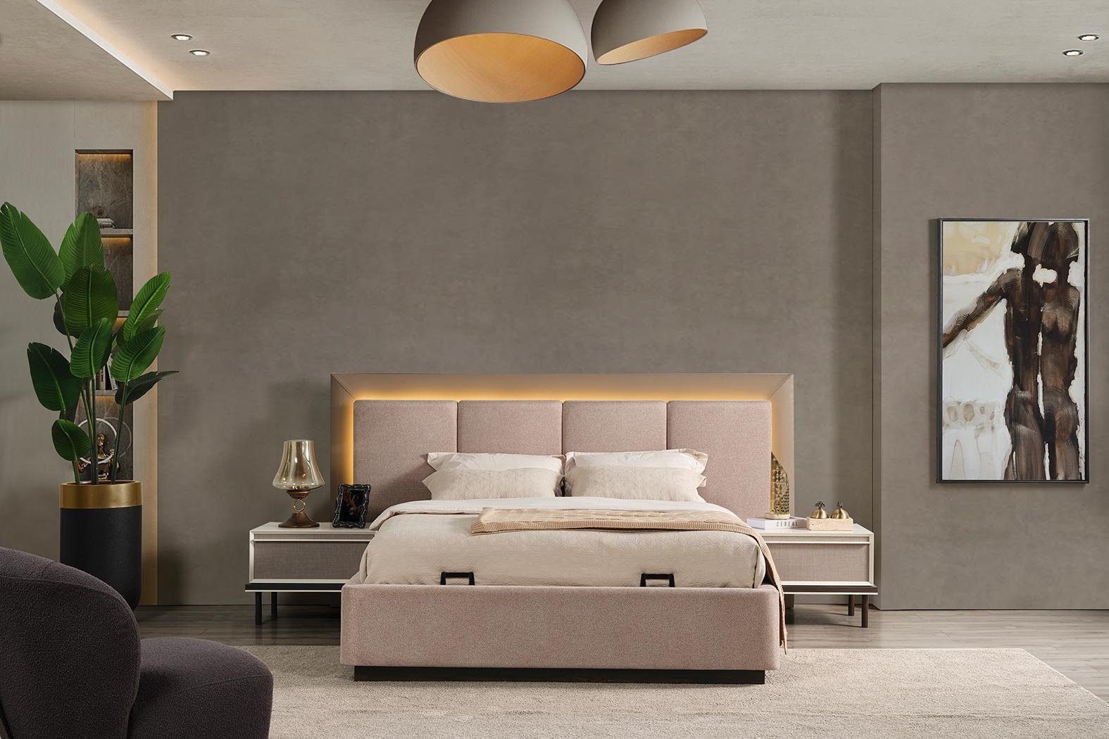 JVmoebel Schlafzimmer-Set Schlafzimmer Set Schminktisch Europe 6tlg Bett Made Design, 2xNachttische In neu Luxus