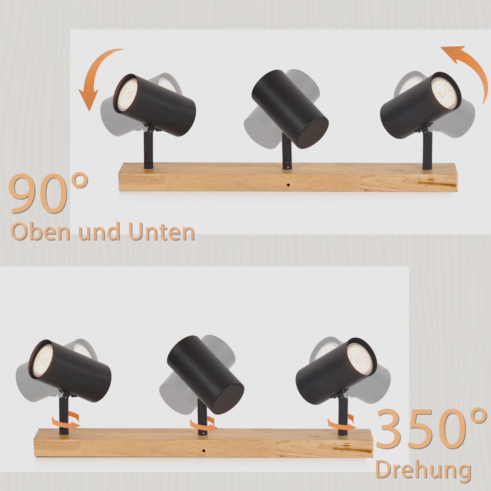 Nettlife Deckenstrahler Holz 1/2/3 Flammig Deckenspots günstig online kaufen