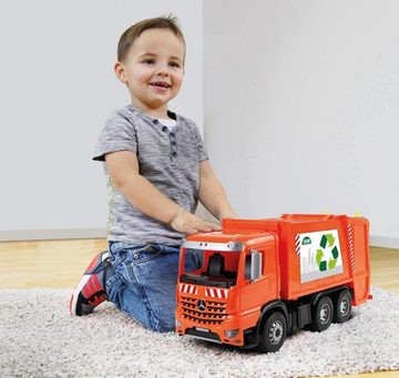 Lena® Spielzeug-Auto Worxx Müllwagen - Mercedes-Benz Arocs (53cm, Maßstab 1:15), mit zwei Mülltonnen und beweglichen Hecklader