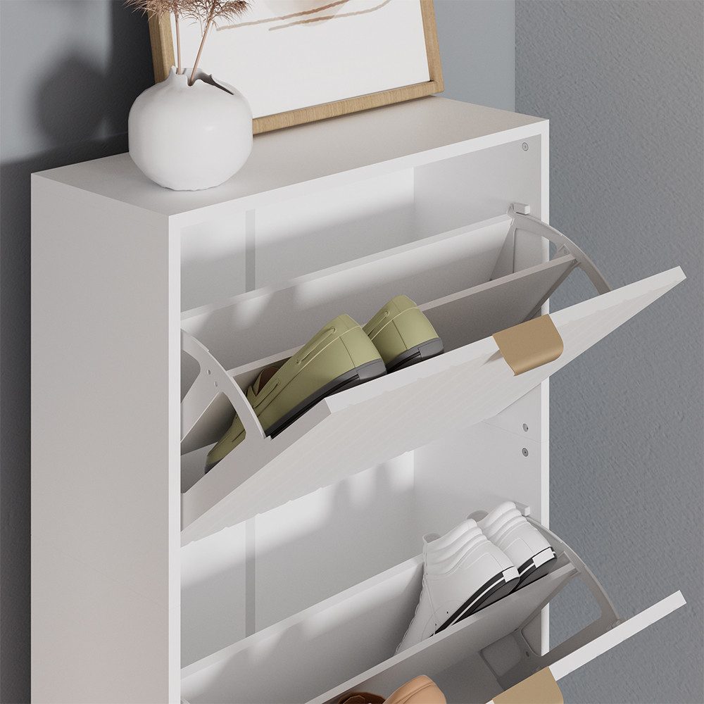 Vicco Schuhschrank Helge, Weiß, 60 x 128.5 cm 3 Fächer (1-St)