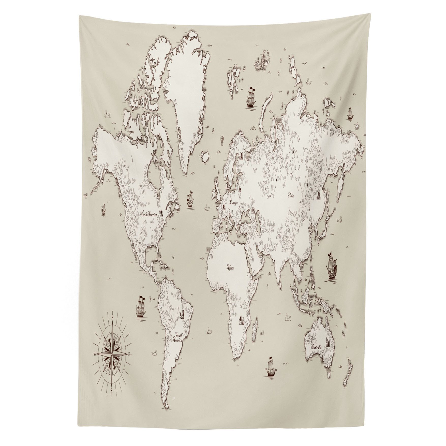 Abakuhaus Tischdecke Farbfest Waschbar Für den Außen Bereich geeignet Klare Farben, Karte Atlantik World Mapping