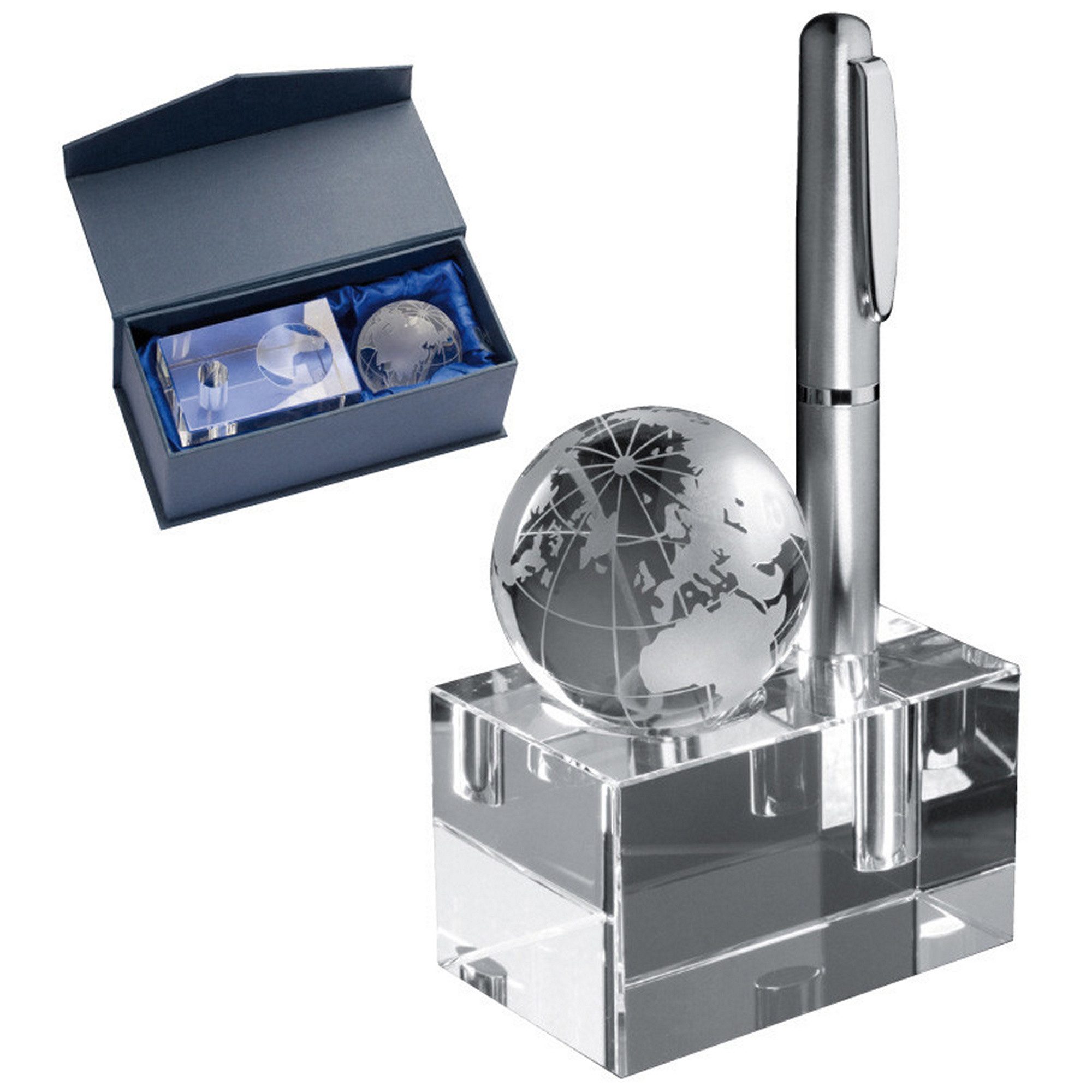 Macma Ручки massiver Карандашиhalter aus Glas mit abnehmbarer Weltzeitkugel