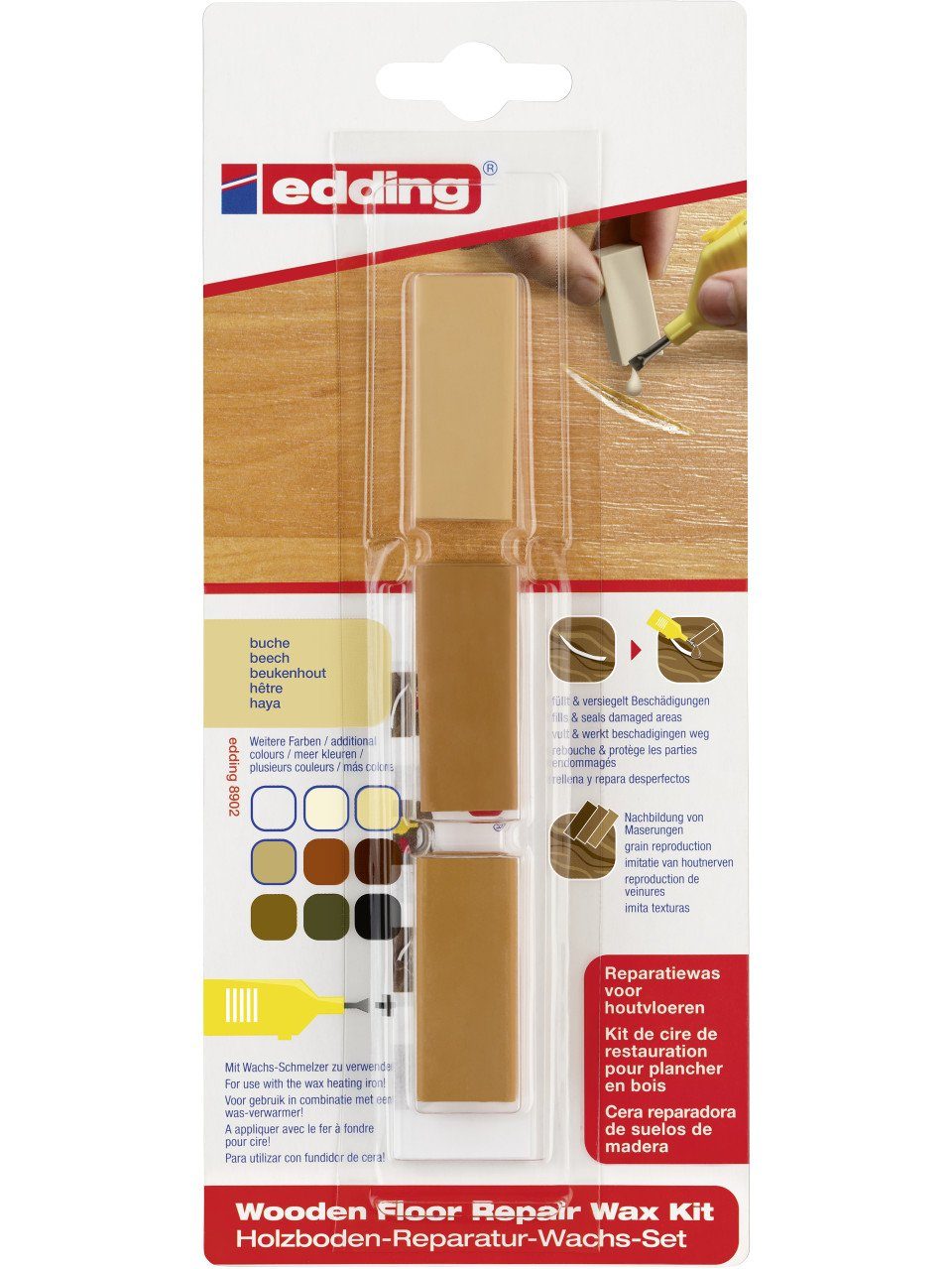 edding Boden-Reparaturset Edding Holzboden-Reparaturwachs-Set 8902 buche