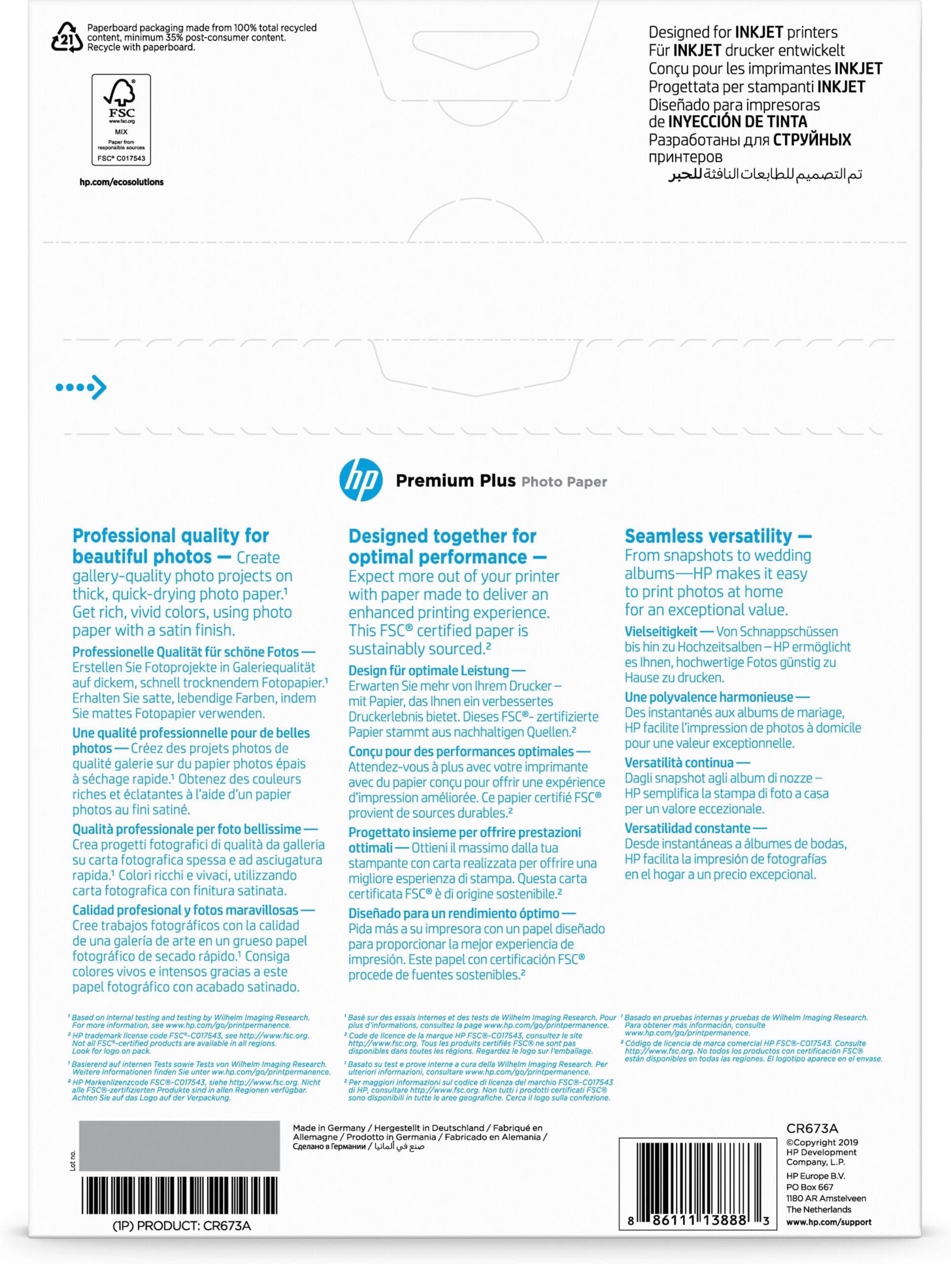 HP HP Premium Plus Fotopapier seidenmatt - 20 Blatt/A Tintenpatrone