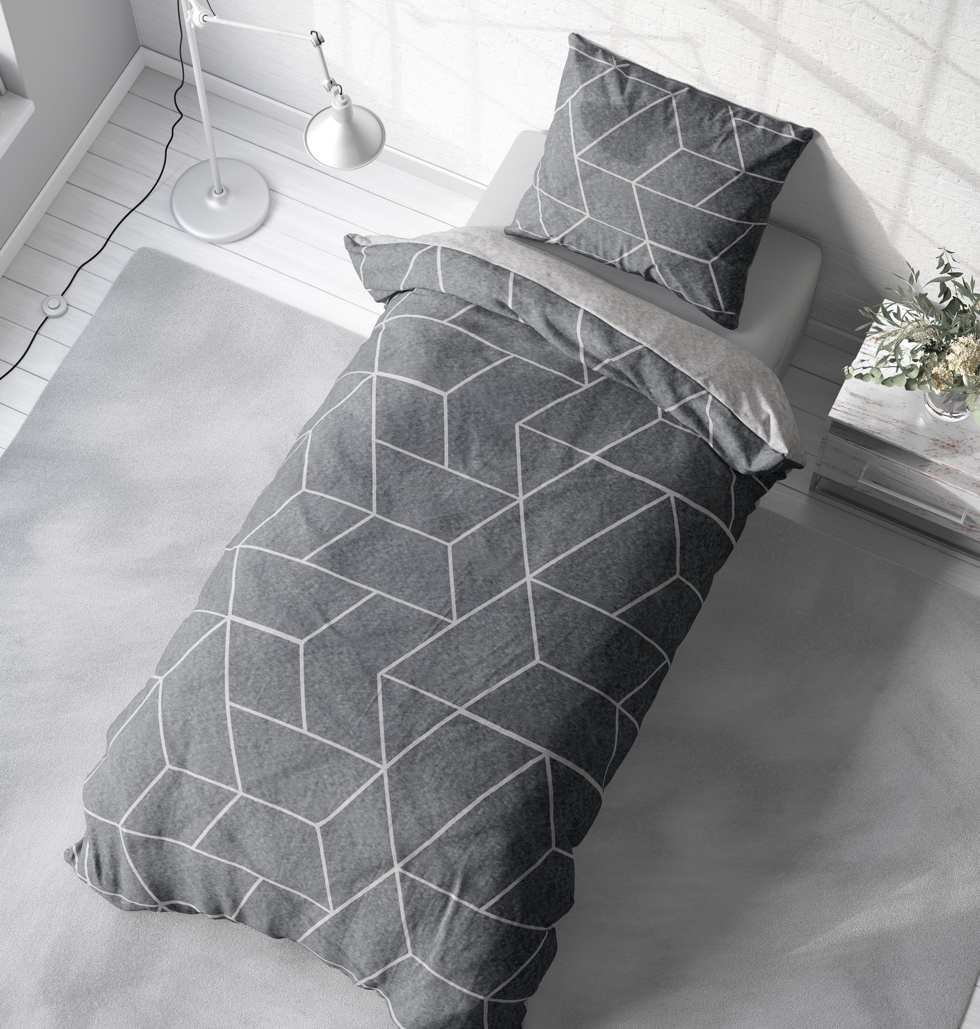 One Home Bettwäsche Winter Thermofleece, Fleece, 2 teilig, Geometrisch Wende, kuschelig flauschig warm weich Modern – Bild 4 von 5