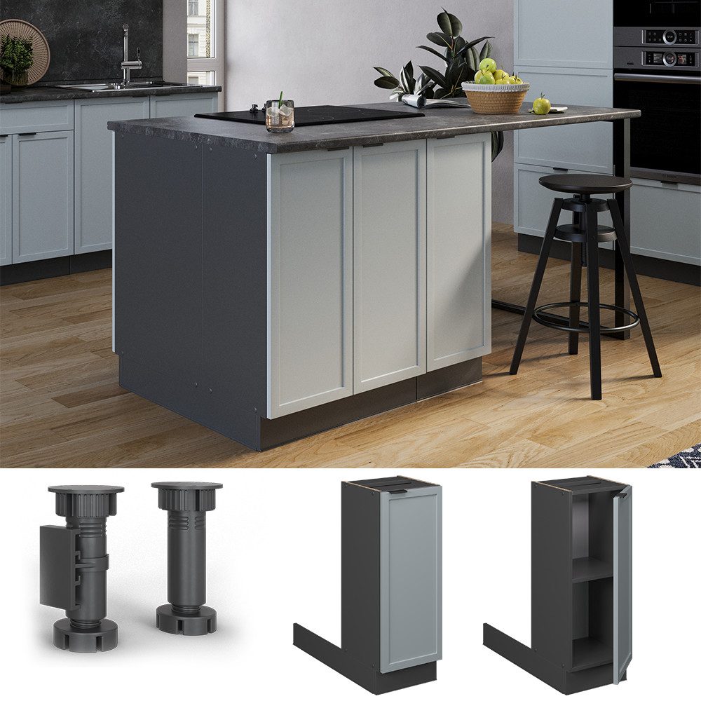 Vicco Unterschrank Fame-Line, Hellblau-grau/Anthrazit, 30 cm günstig online kaufen
